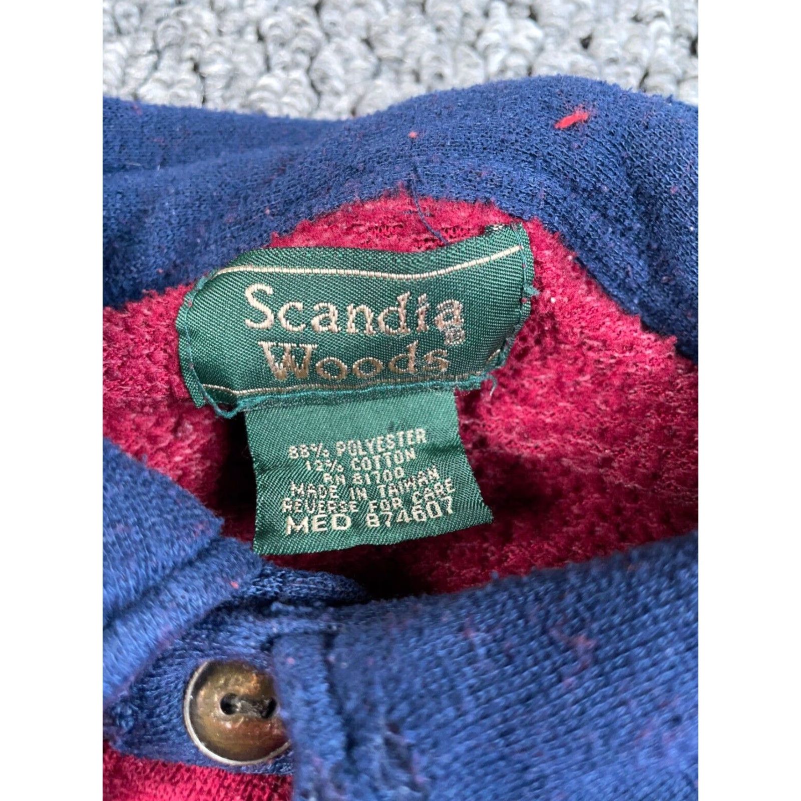 Vintage VTG Scandia Woods Sweater Adult Medium Red Blue Elbow Patches Collared Ribbed Knit Preppy Size US M / EU 48-50 / 2 - 3 Thumbnail