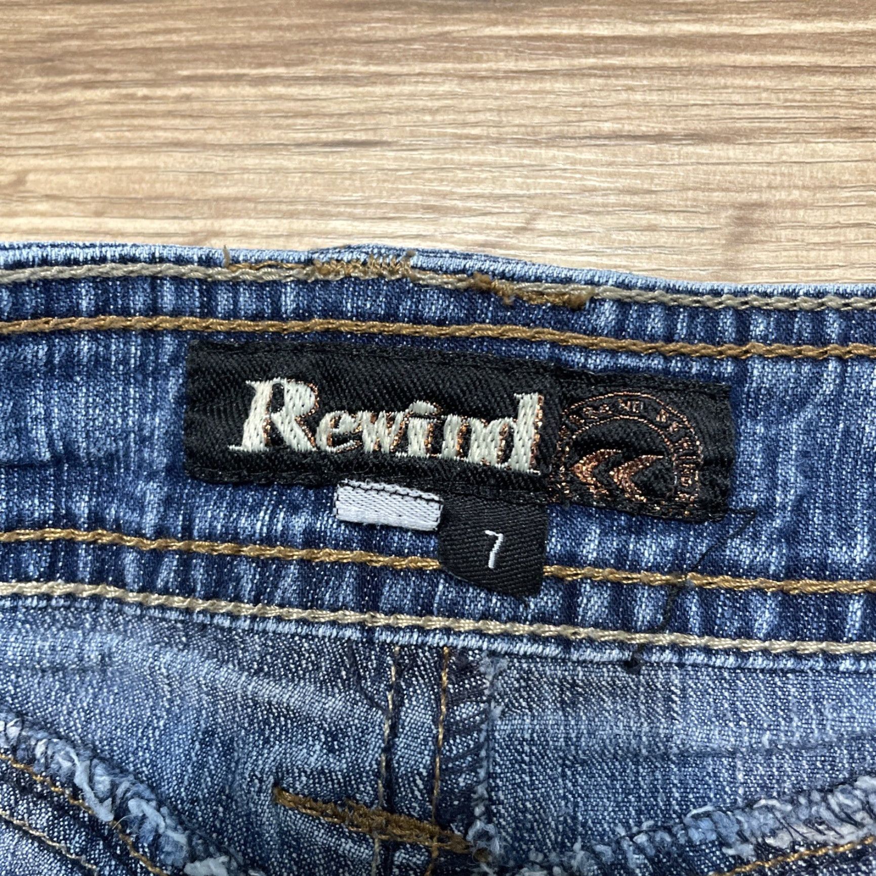 Vintage VINTAGE Rewind Denim Flare Skirt Juniors Size 7 Blue Midi with Pockets Womens Size 28" / US 6 / IT 42 - 2 Thumbnail