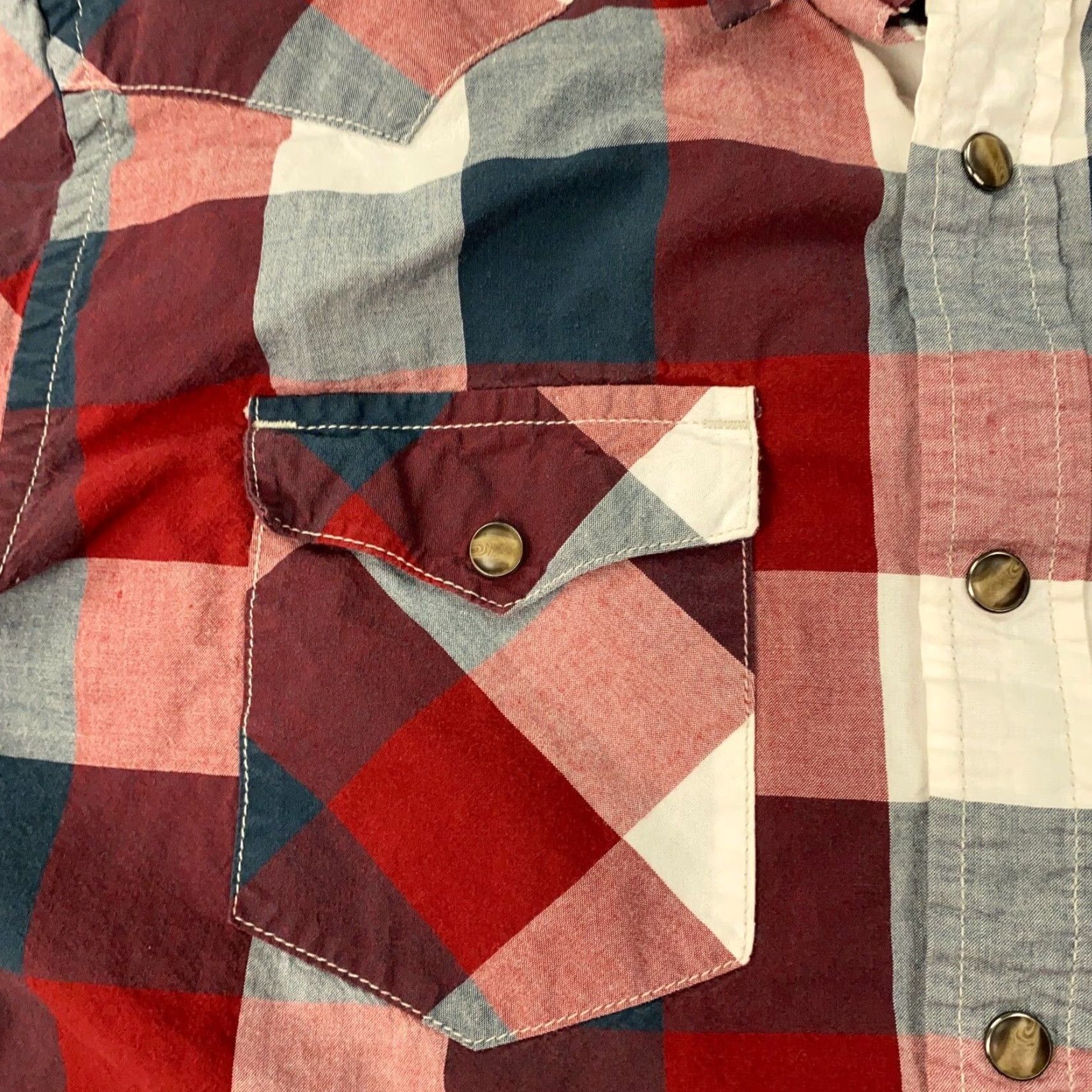 American Eagle Outfitters VINTAGE American Eagle Outfitters Shirt Mens M Red White Blue Plaid Pearl Snap Button-Up Size US M / EU 48-50 / 2 - 4 Thumbnail