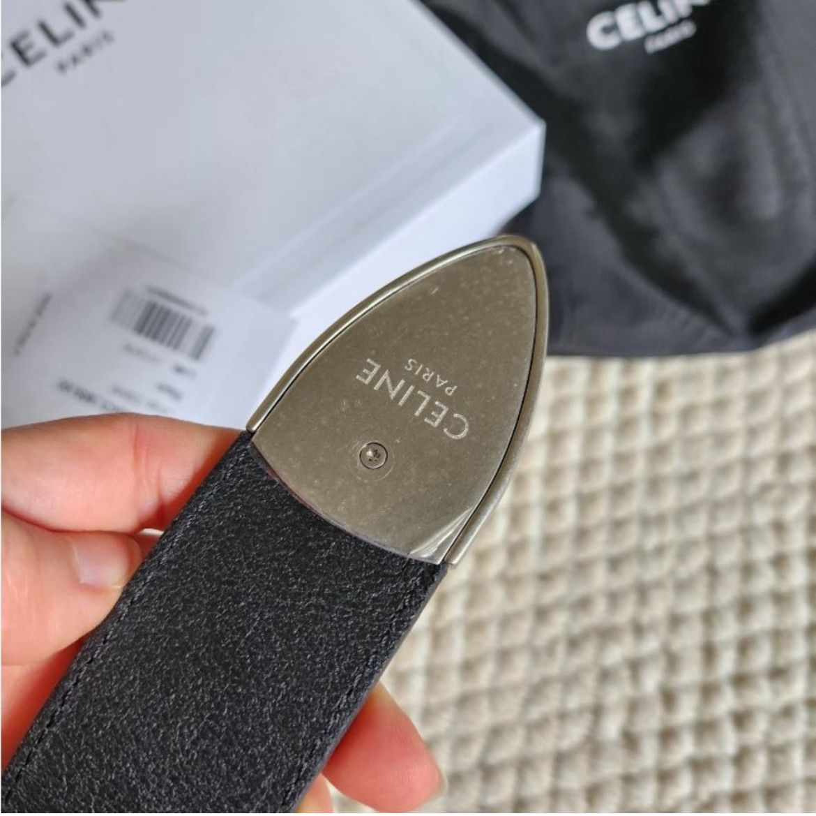 Celine Celine large western belt in black vintage calfskin