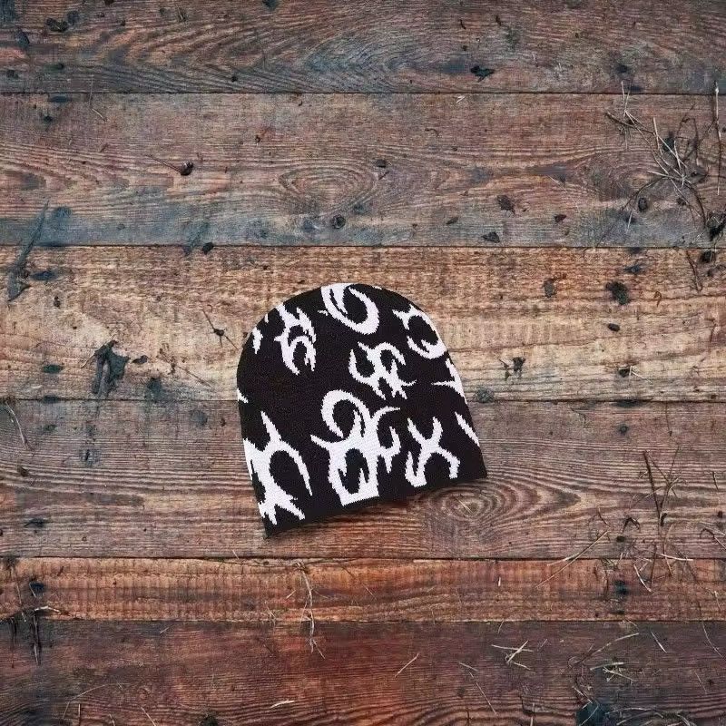 Vintage Y2K Fire Print Beanie Hat Size ONE SIZE - 4 Thumbnail