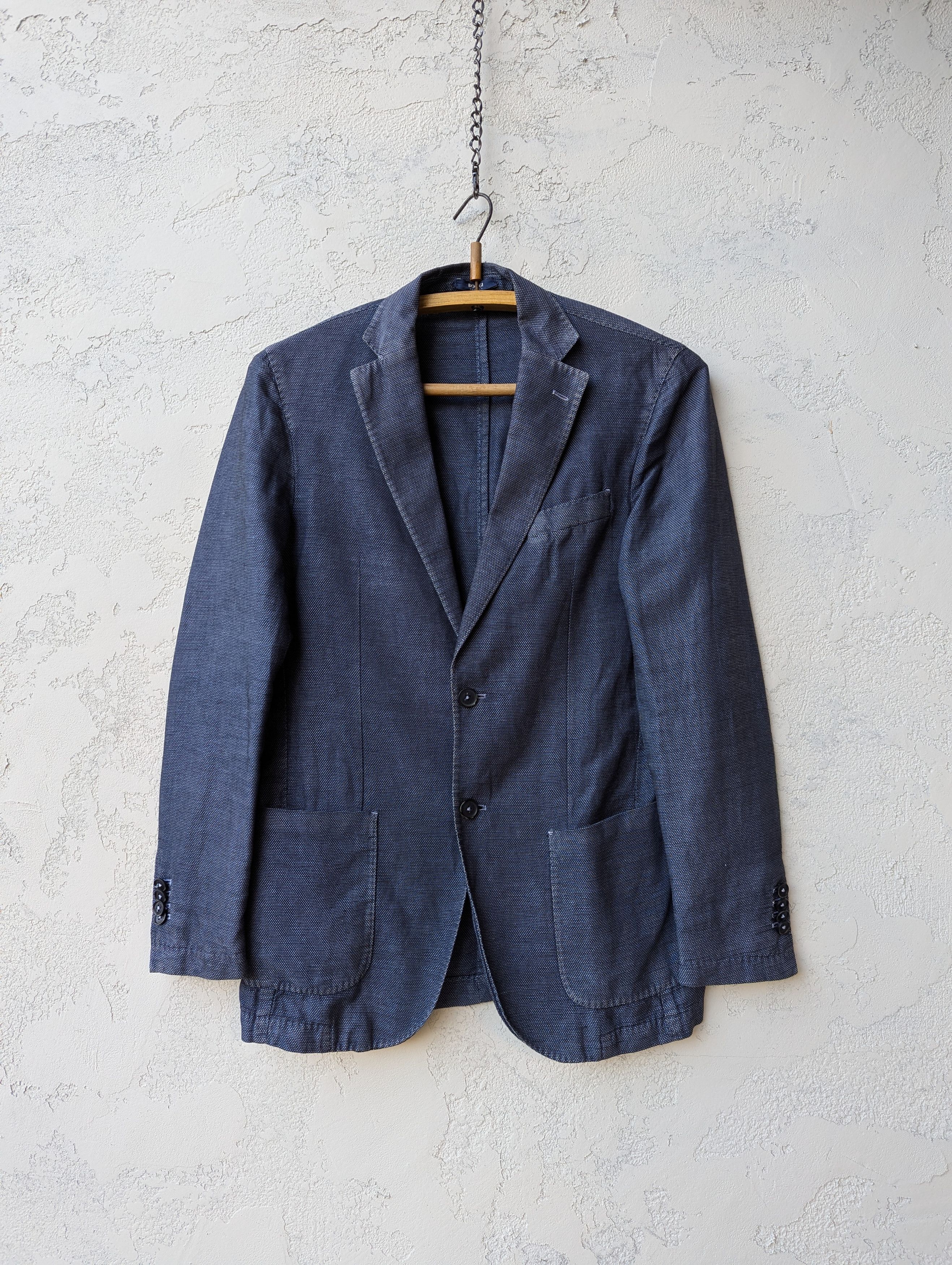 Boggi Boggi Milano Linen-Blend Blazer Blue Slim Fit Jacket Size 38S - 1 Thumbnail