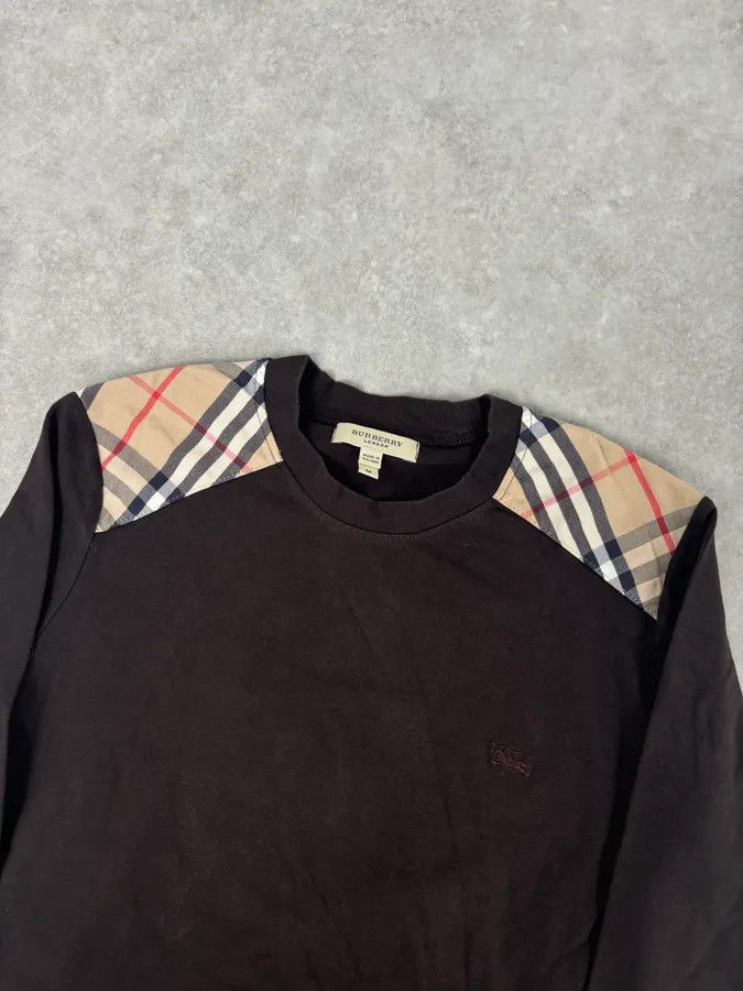Burberry Burberry Brown Cotton Check Shoulder Panel Longsleeve T-Shirt Size S / US 4 / IT 40 - 5 Thumbnail