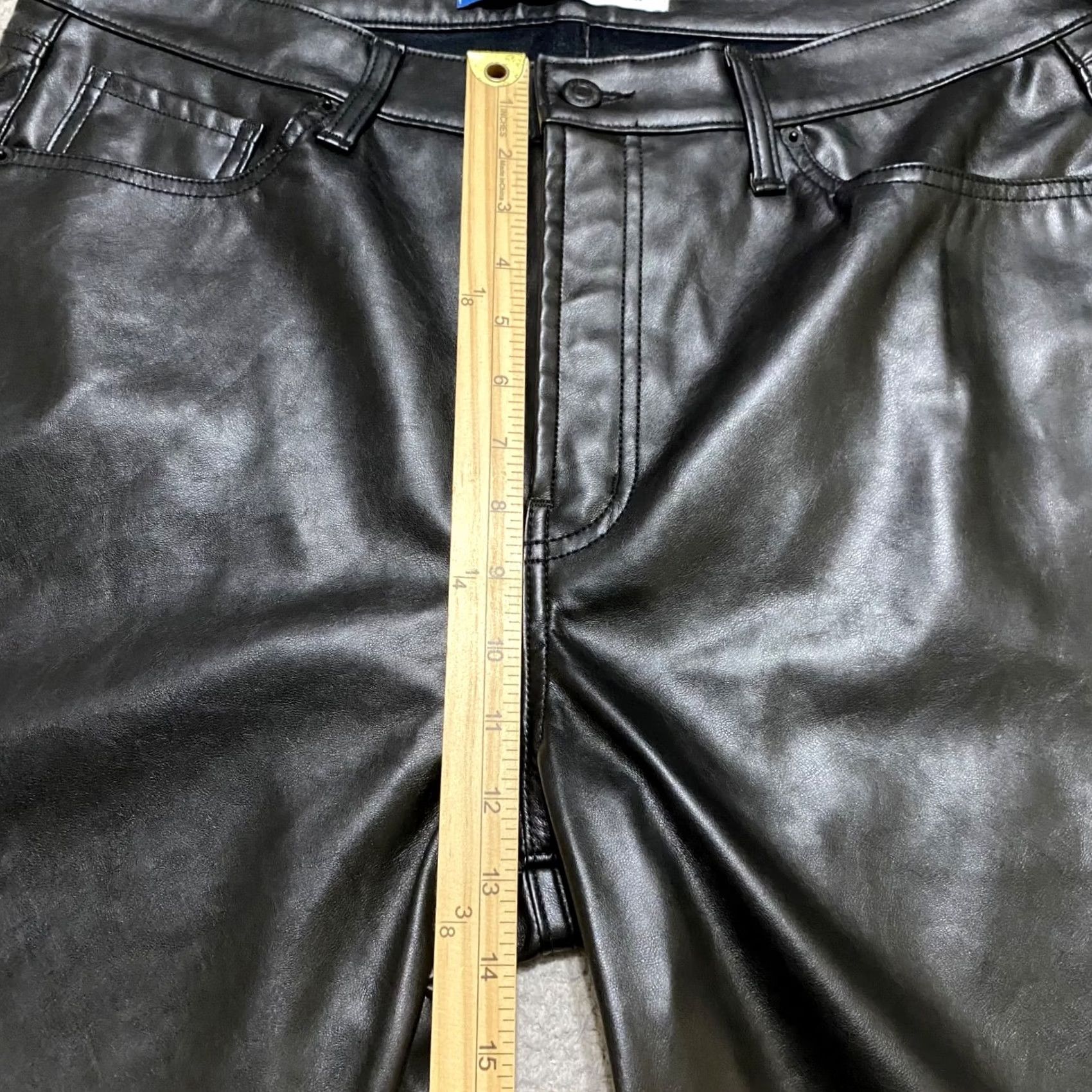 Old Navy Old Navy Pants Womens 16 Black High-Rise Faux Leather Straight Ankle Regular Size 16 Black Size 38" / US 16 / IT 52 - 7 Thumbnail