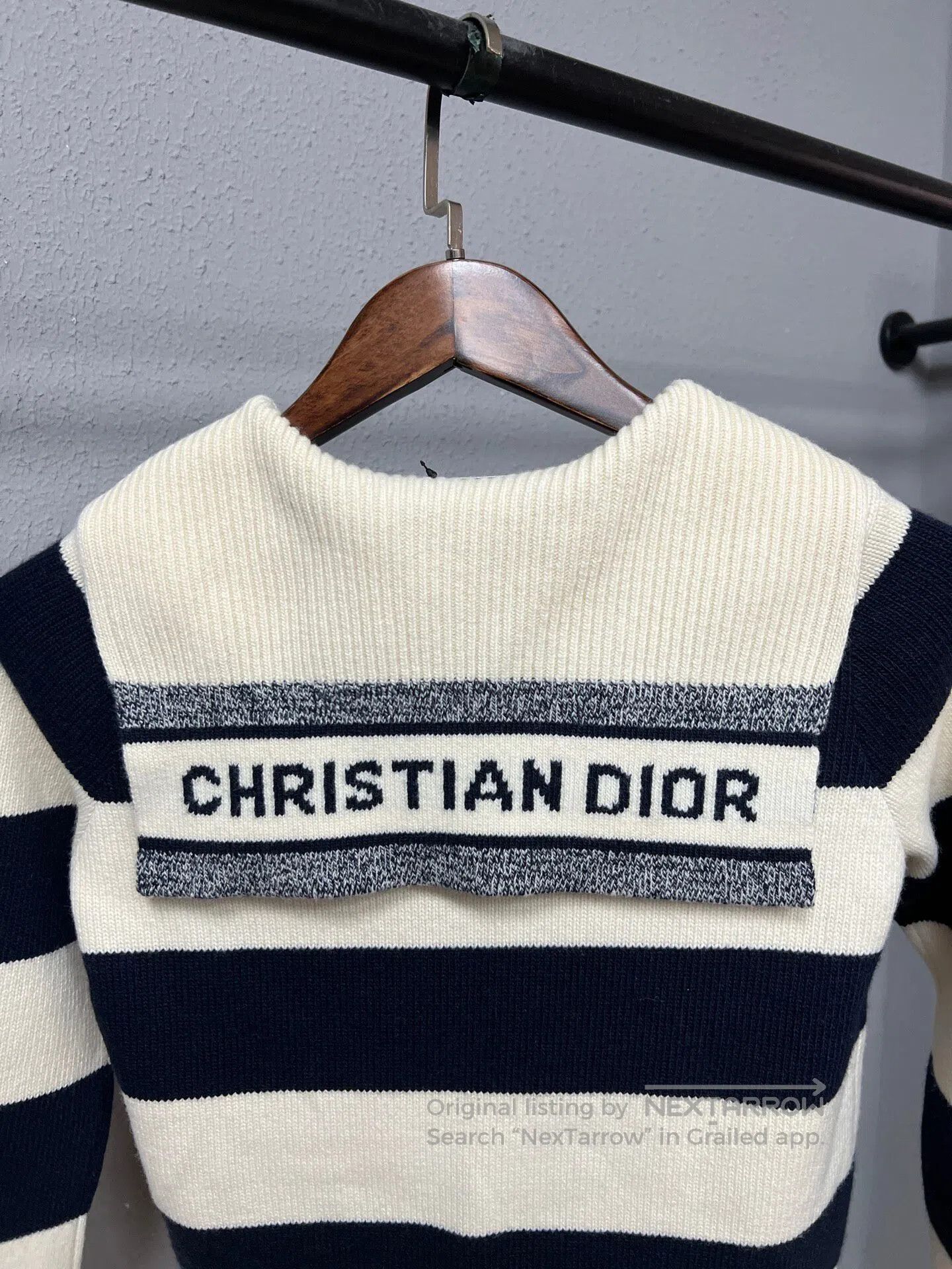 Dior Dior Black and White Stripe Sailor Collar Wool Cashmere Kn Size XS / US 0-2 / IT 36-38 - 3 Thumbnail
