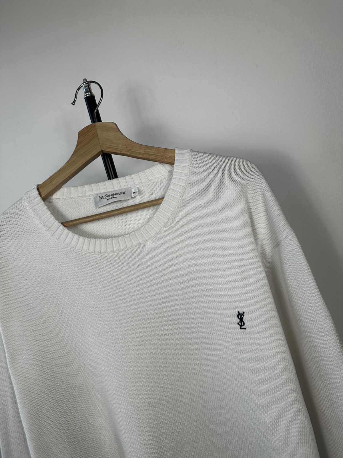 Yves Saint Laurent Vintage Yves Saint Laurent Pour Homme Knit Sweater White XXL Size US XXL / EU 58 / 5 - 2 Thumbnail