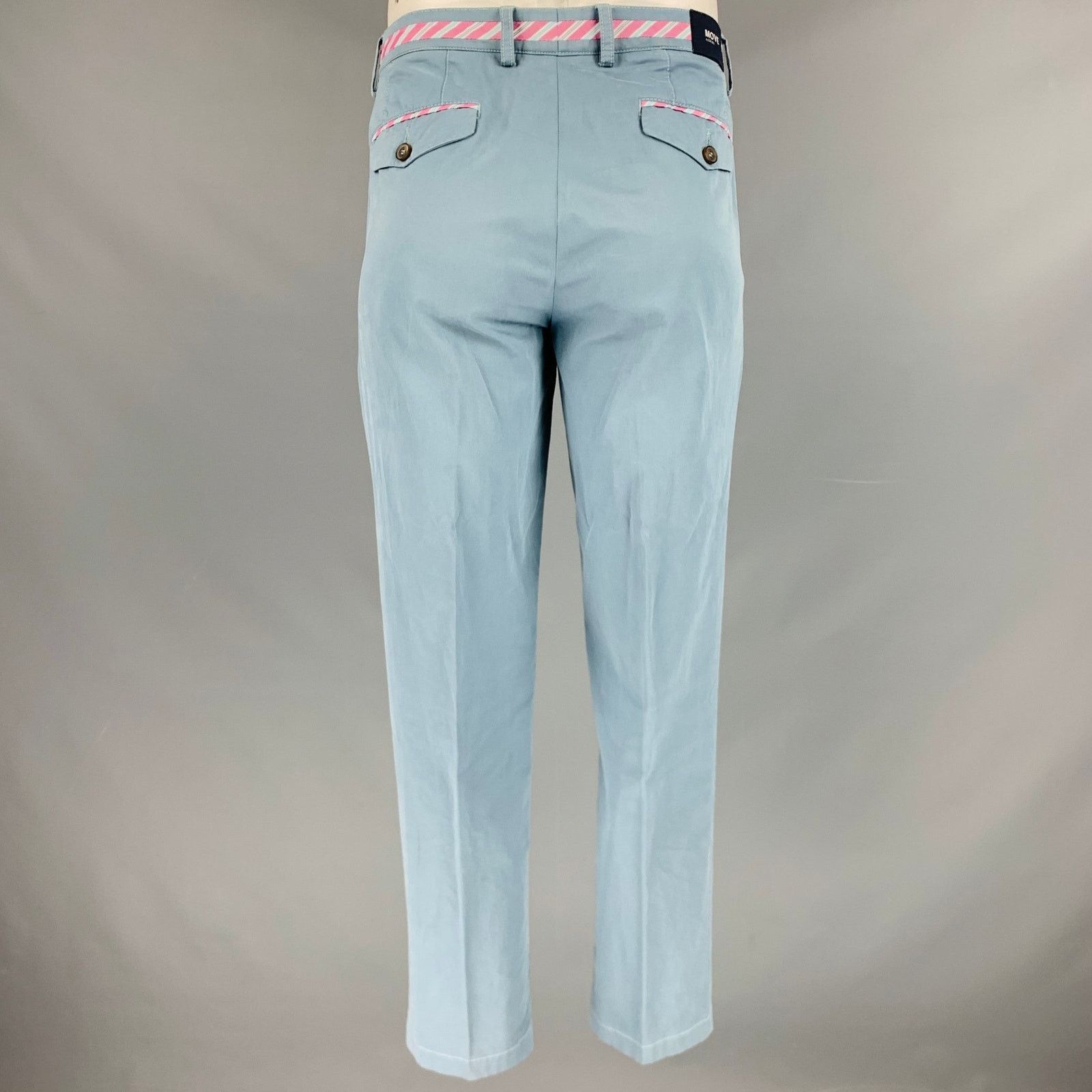 Other MOVE by DIGEL Blue Cotton Ribbon Trim Flat Front Pants Size US 36 / EU 52 - 3 Thumbnail
