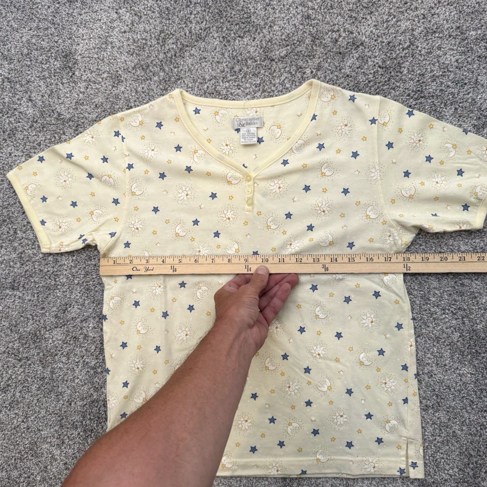 Vintage VINTAGE Christopher & Banks Pajama Shirt S Yellow Moon Stars Cottagecore Coquette Shirt Womens S Size S / US 4 / IT 40 - 3 Thumbnail
