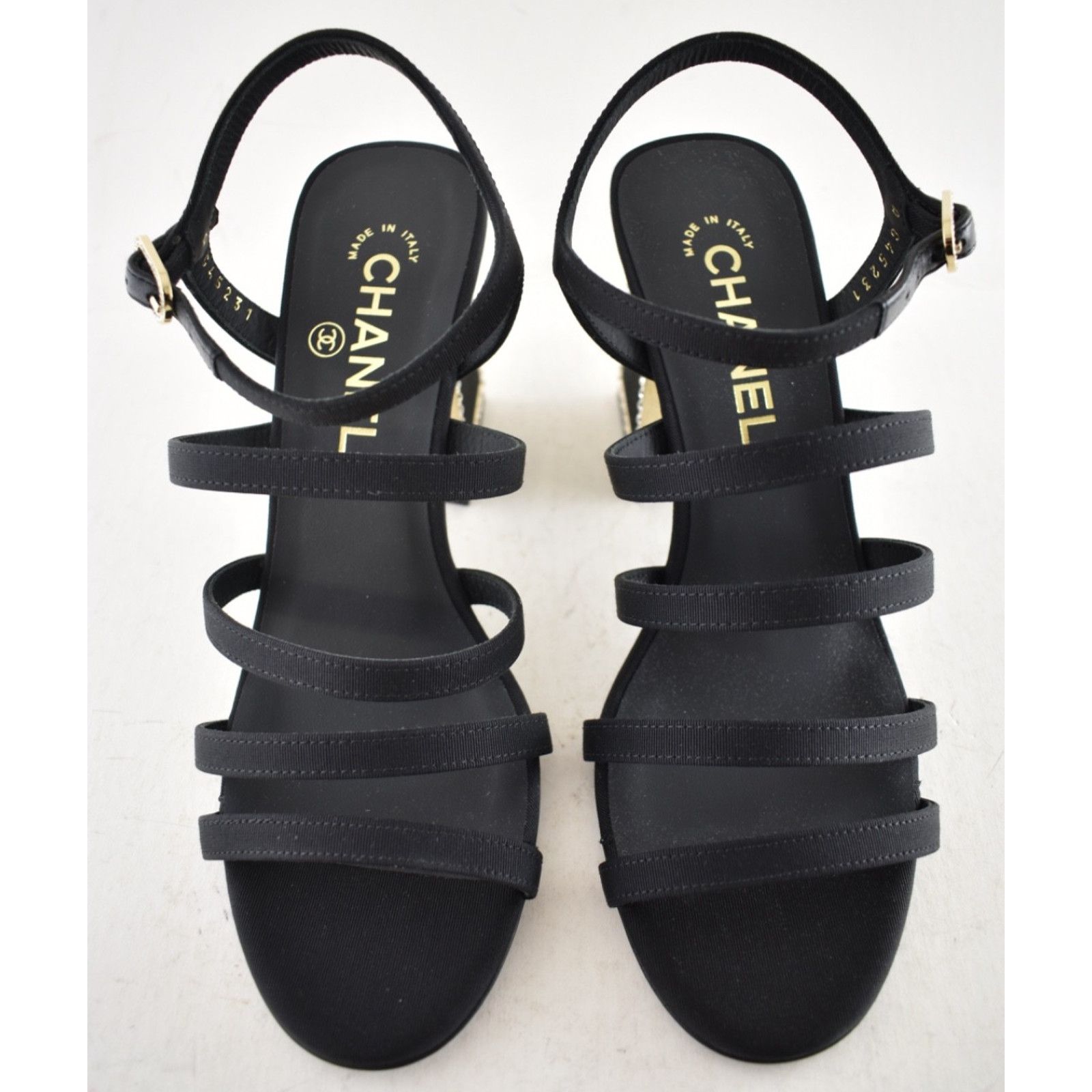 Chanel Chanel Crystal CC Logo Block Heel Sandals 37.5 Size US 7.5 / IT 37.5 - 7 Thumbnail