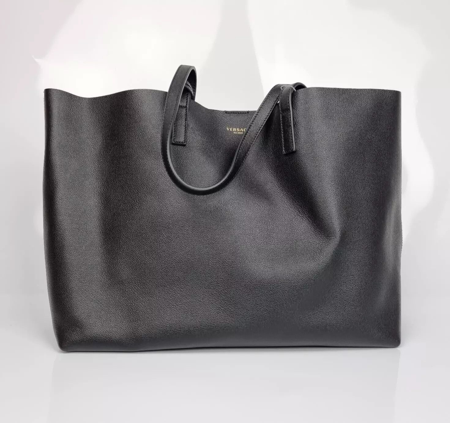 Versace Versace Black Leather Tote Bag New Size ONE SIZE - 1 Thumbnail
