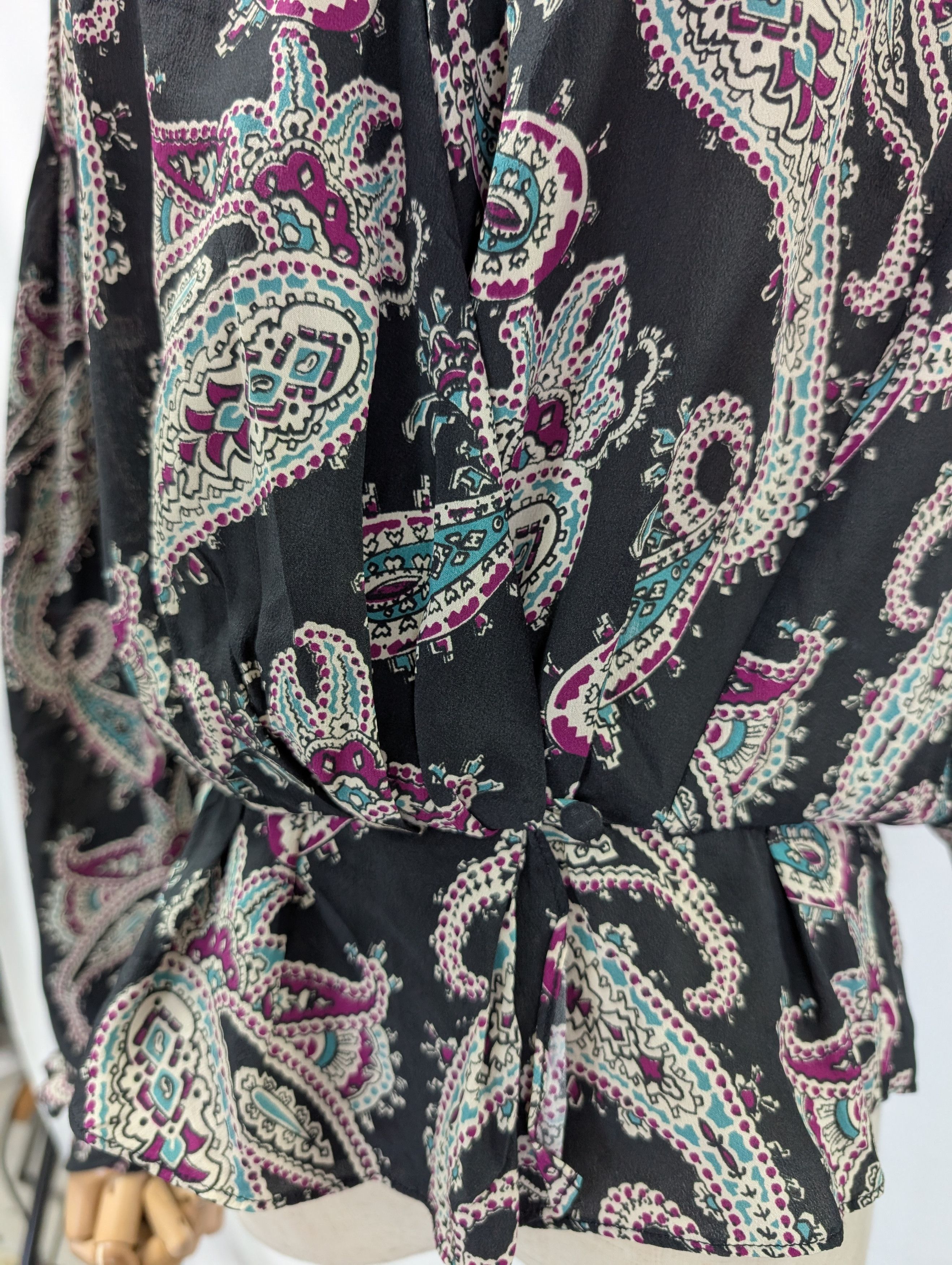 Isabel Marant Isabel Marant Black Silk Paisley Print Blouse Size XS / US 0-2 / IT 36-38 - 3 Thumbnail