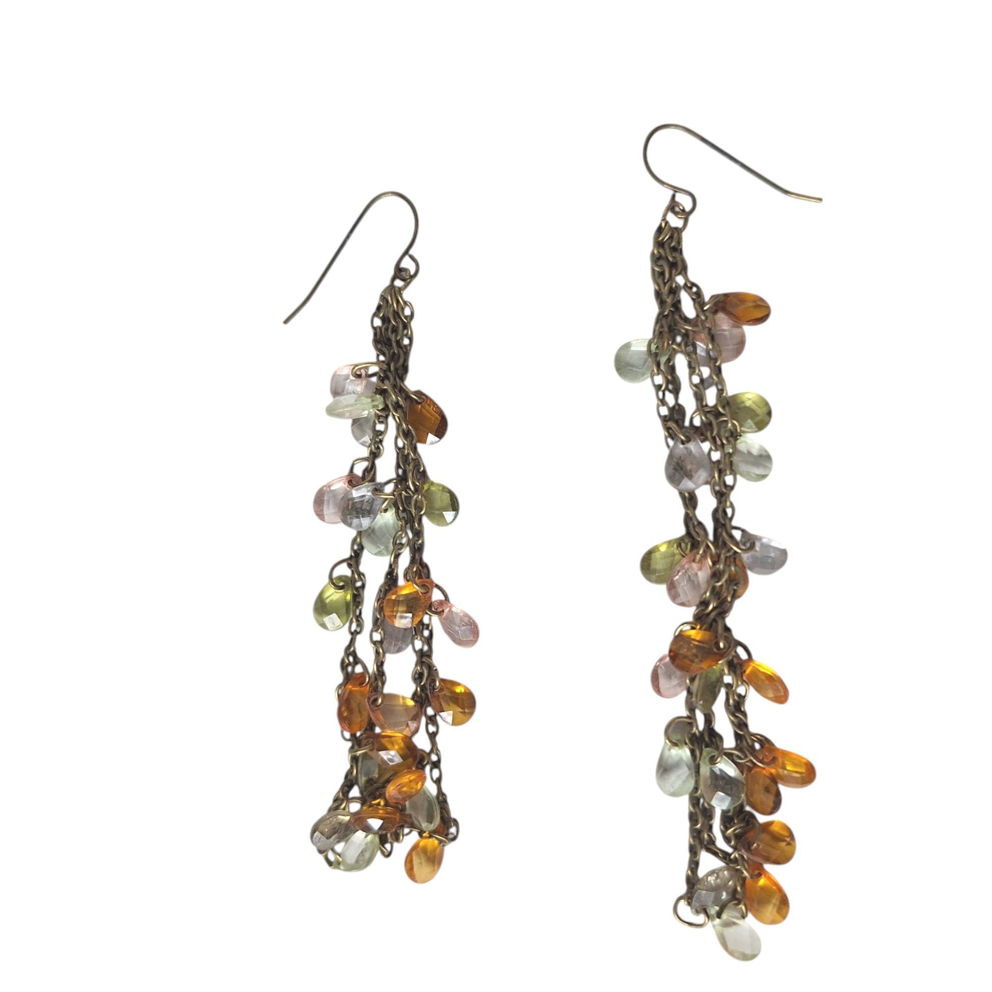 Other Vtg Boho Chandelier Earrings Multi Color Glass Beaded Brass Size ONE SIZE - 1 Thumbnail