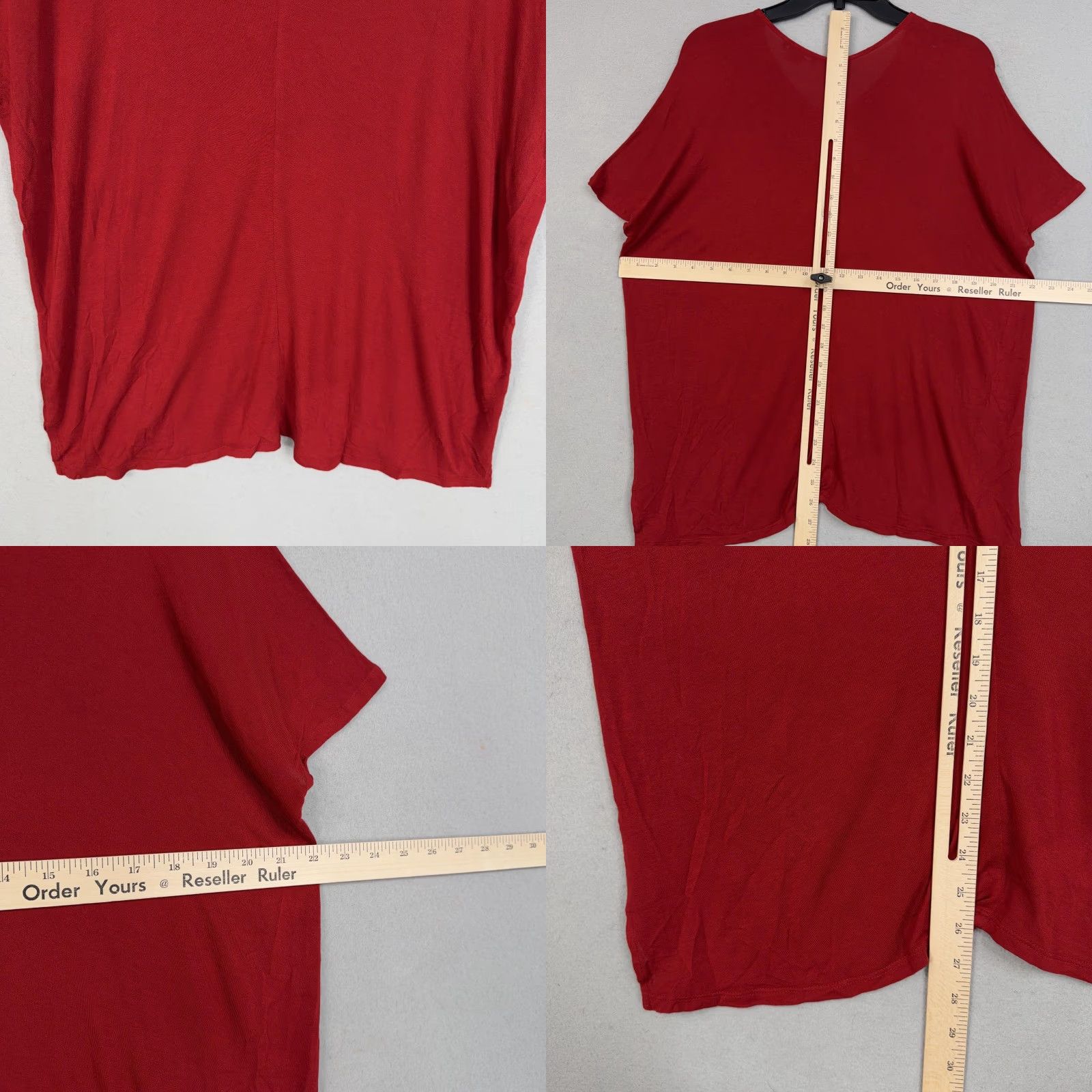 Vince Vince Shirt Womens Small Red 100% Viscose Dolman V Neck Tunic Top Casual Relaxed Shirt Size S / US 4 / IT 40 - 8 Thumbnail