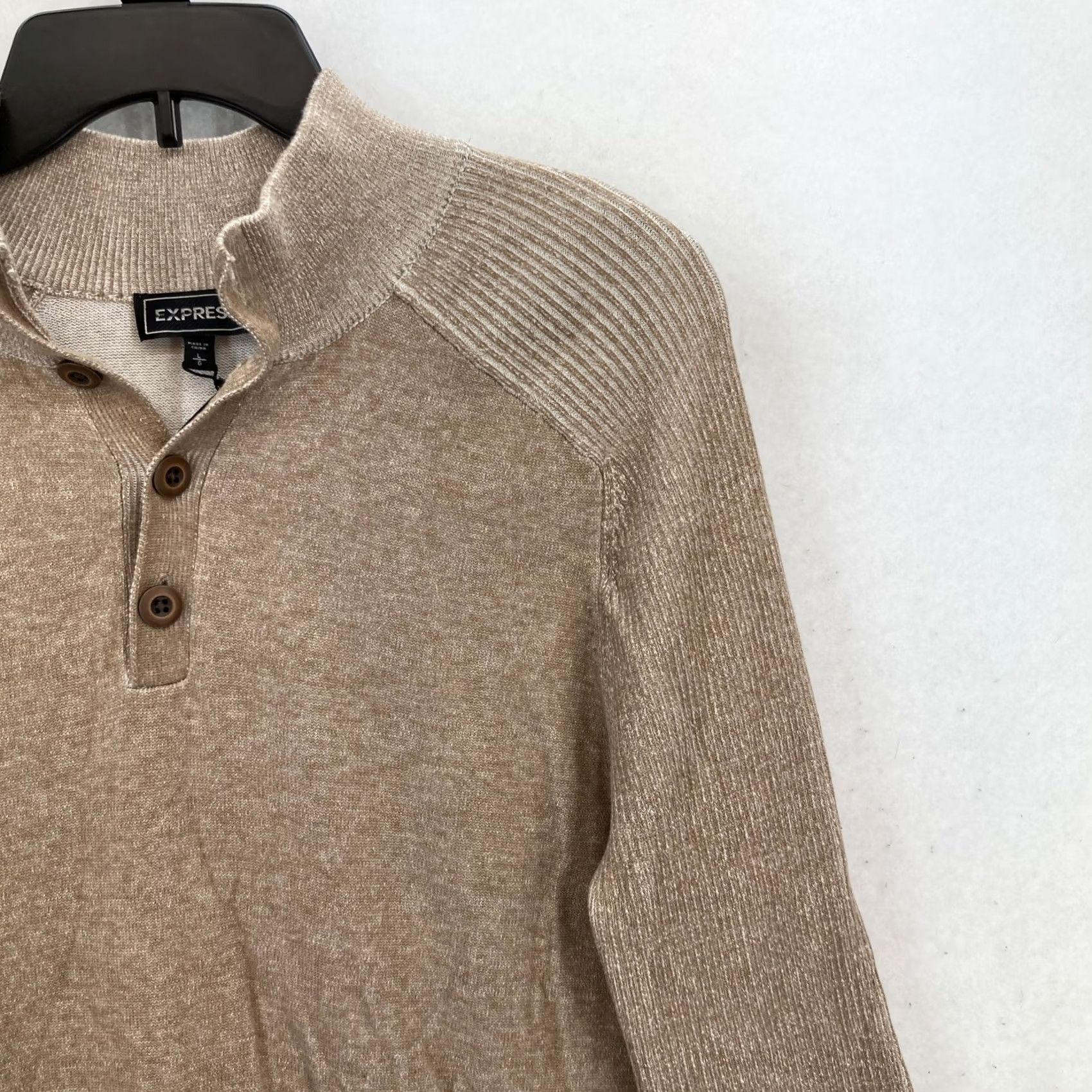Express Express Henley Sweater Mens Large Brown Knit Long Sleeve Casual Preppy Lagenlook Size US L / EU 52-54 / 3 - 2 Thumbnail