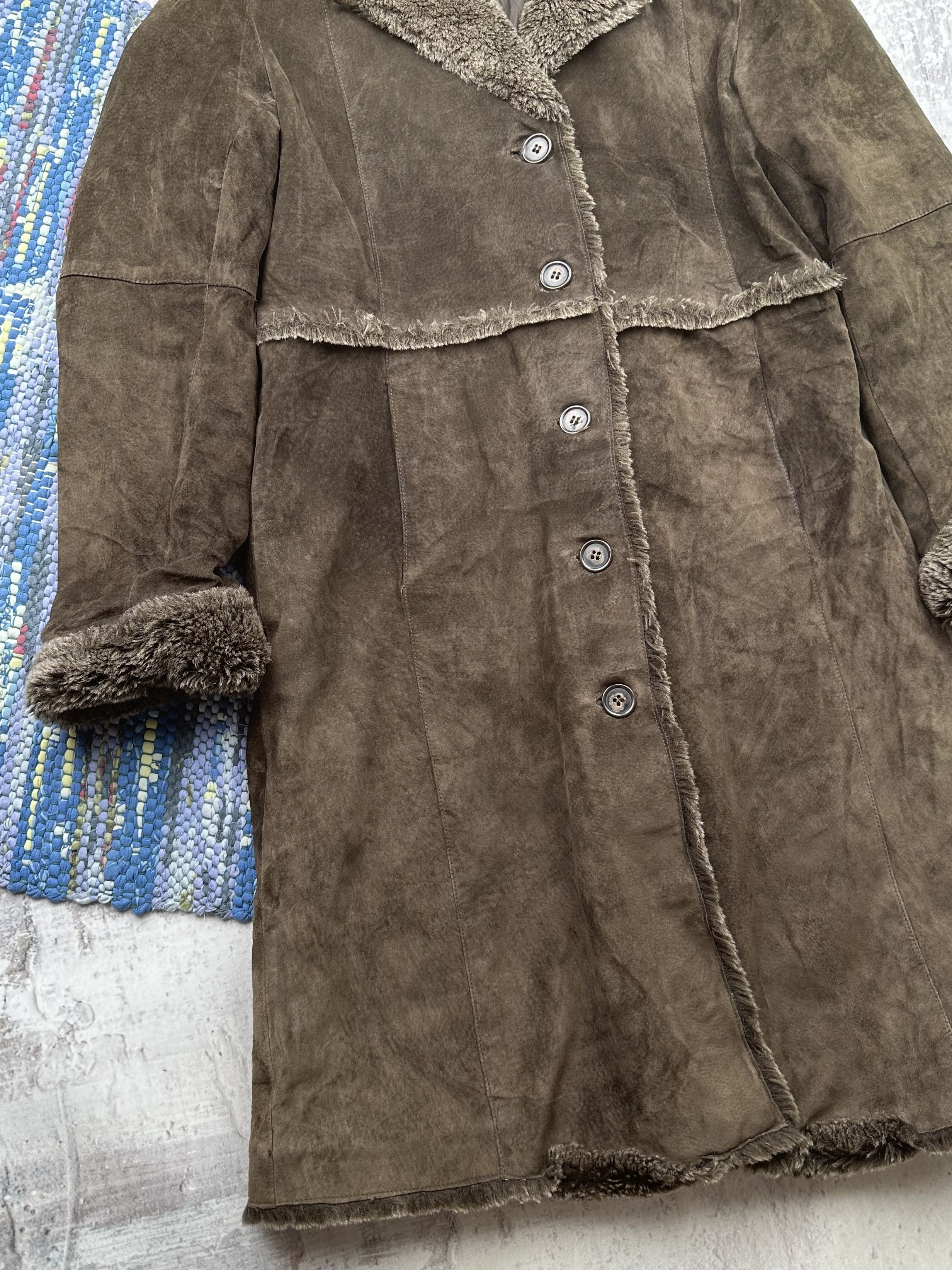 Japanese Brand Vintage Suede/Faux Sheepskin Coat A631D15(354) Size M / US 6-8 / IT 42-44 - 3 Thumbnail