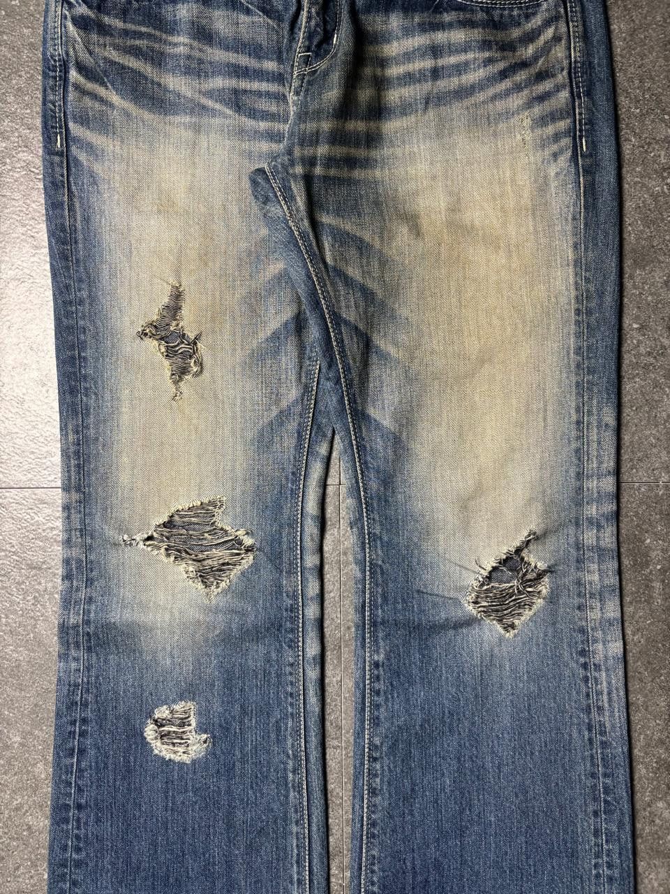 Japanese Brand 2000s Murder License Japan Distressed Flared Jeans Size US 34 / EU 50 - 3 Thumbnail