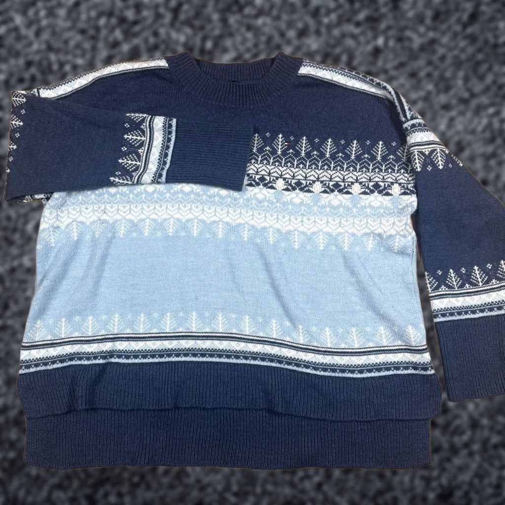 Tommy Hilfiger VINTAGE Tommy Hilfiger Sweater Mens M Crewneck Blue Geometric Nordic Pullover Pattern Size US M / EU 48-50 / 2 - 1 Thumbnail