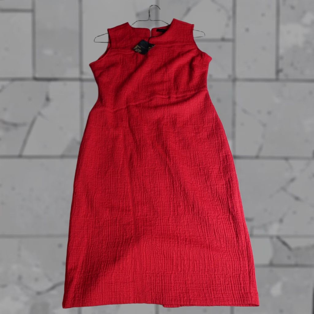 Vintage Forest Lily Dress Womens 12 Red Sleeveless Jacquard Knee Length Sheath Vintage No Size XL / US 12-14 / IT 48-50 - 1 Thumbnail