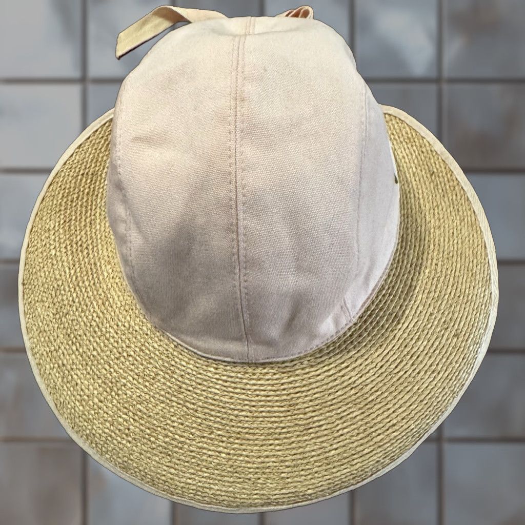 Helen Kaminski Sun Hat Pink One Size Women Adjustable Cotton Raffia Brim Classic Nature Casual Sun hat