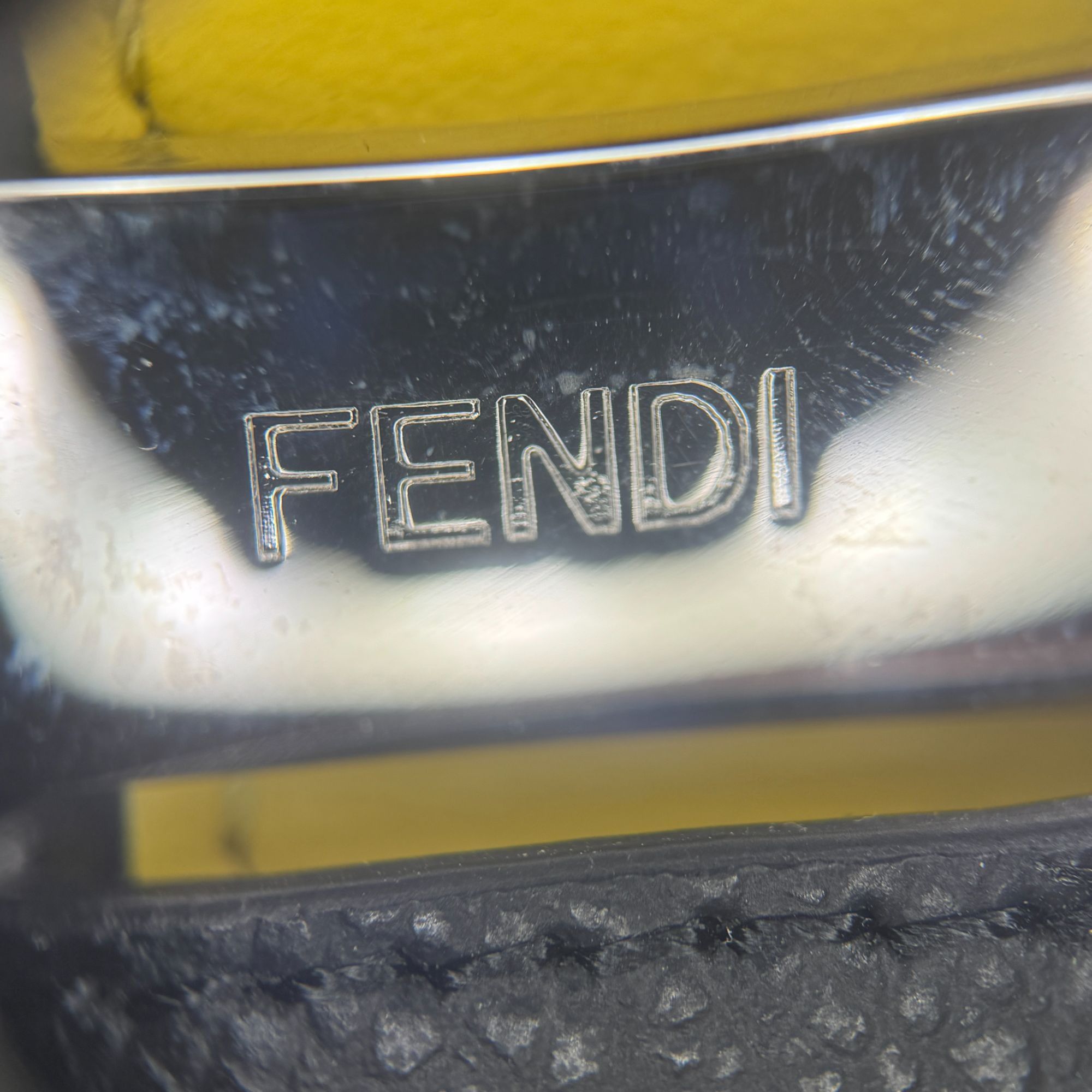 Fendi Fendi Mens Black & Yellow Leather Reversible Belt With FF Lo Size ONE SIZE - 8 Thumbnail