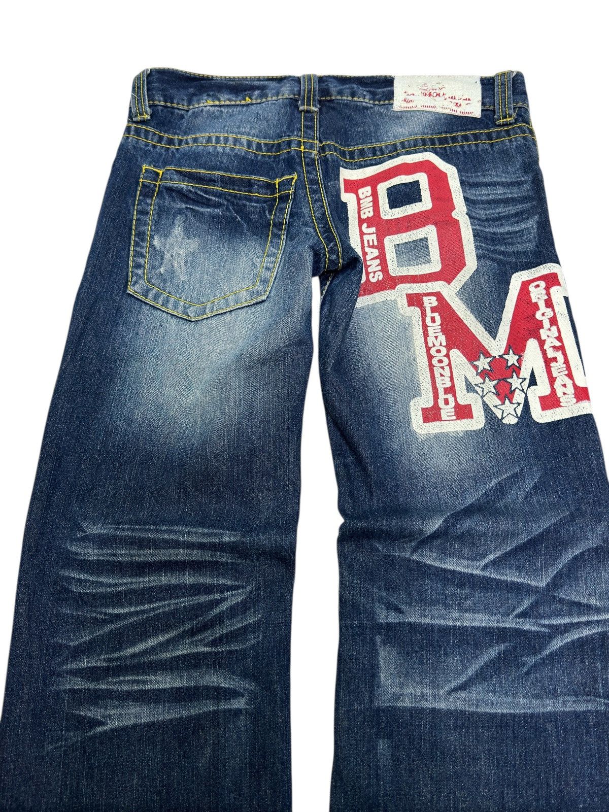 Hysteric Glamour Blue Moon Straight Cut Low Rise Jeans Y2K Graphic Denim Size US 31 - 8 Thumbnail