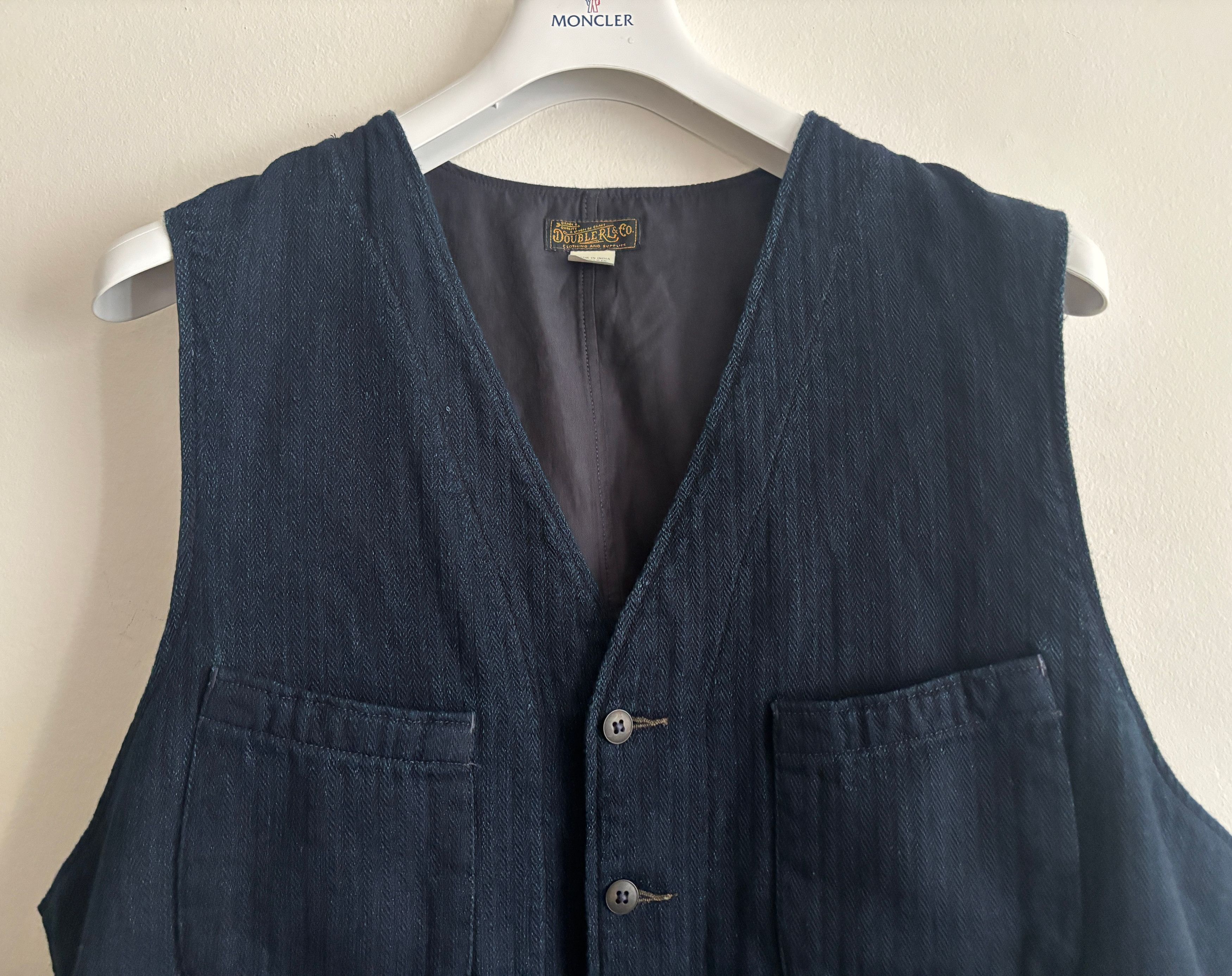 RRL Ralph Lauren $460 Indigo Navy Blue Herringbone Vest/Waistcoat - XL Size US XL / EU 56 / 4 - 4 Thumbnail