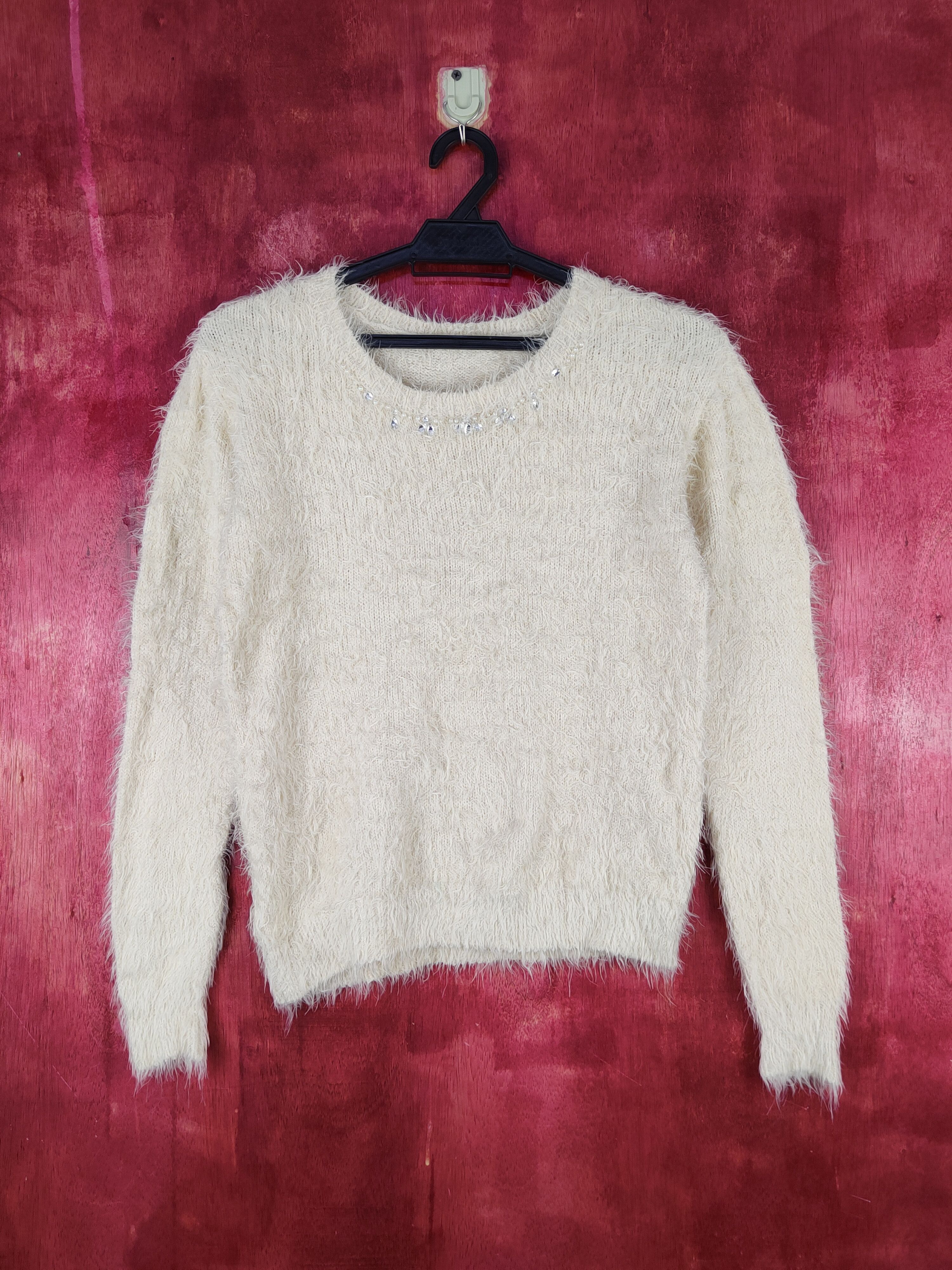 Homespun Knitwear C.o.l.z.a Cream Shag Shaggy Fur Mohair Knitwear #S2058 Size M / US 6-8 / IT 42-44 - 1 Thumbnail