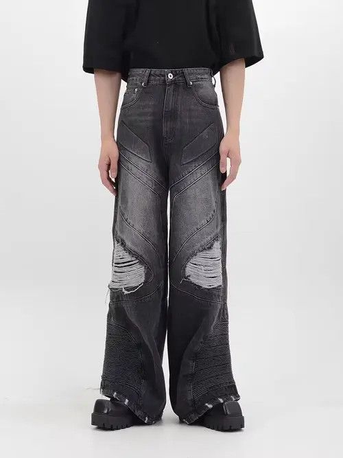 VIBE Retro punk heavy-duty washed distressed ripped jeans Size US 32 / EU 48 - 6 Thumbnail