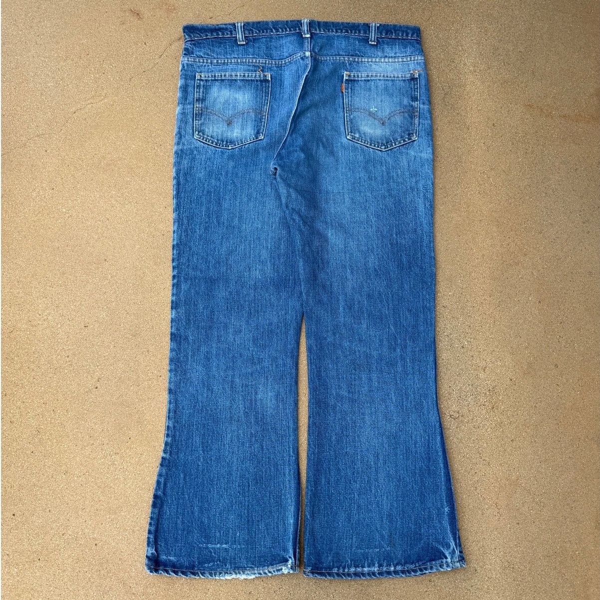 Levi's Vtg 70's Levi's 646 Orange Tab Bellbottom Flare Jeans 39x29 Size US 39 - 2 Thumbnail