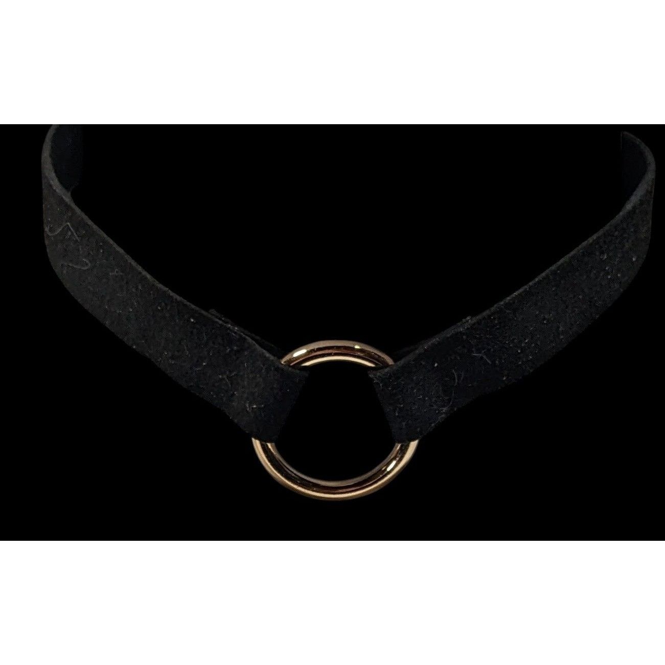 Other Gothic Faux Suede Gold Tone O Ring Choker Necklace Size ONE SIZE - 4 Thumbnail