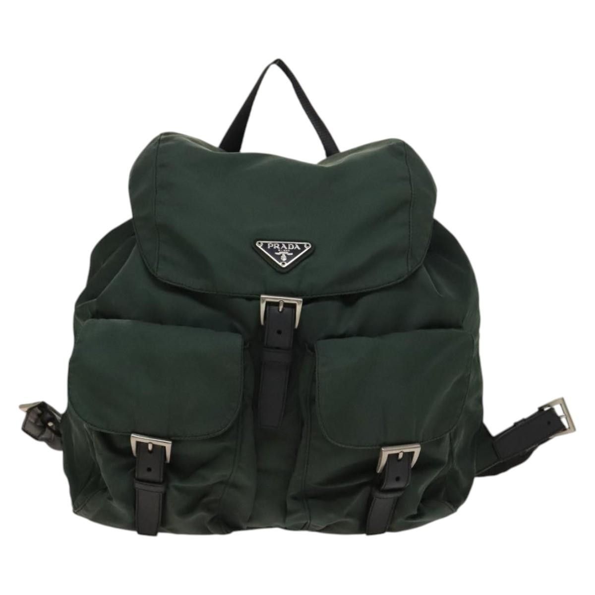 Prada Prada Vela Double Front Pocket Backpack Tessuto with Saffiano Leather Size ONE SIZE - 1 Thumbnail