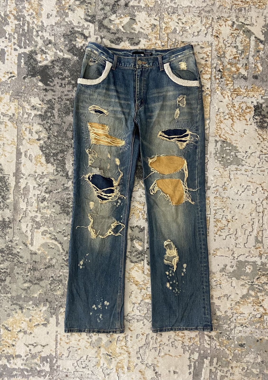 ❤️‍🔥SEND OFFER ❤️‍🔥 BLUE DENIM REWORKED DISTRESSED