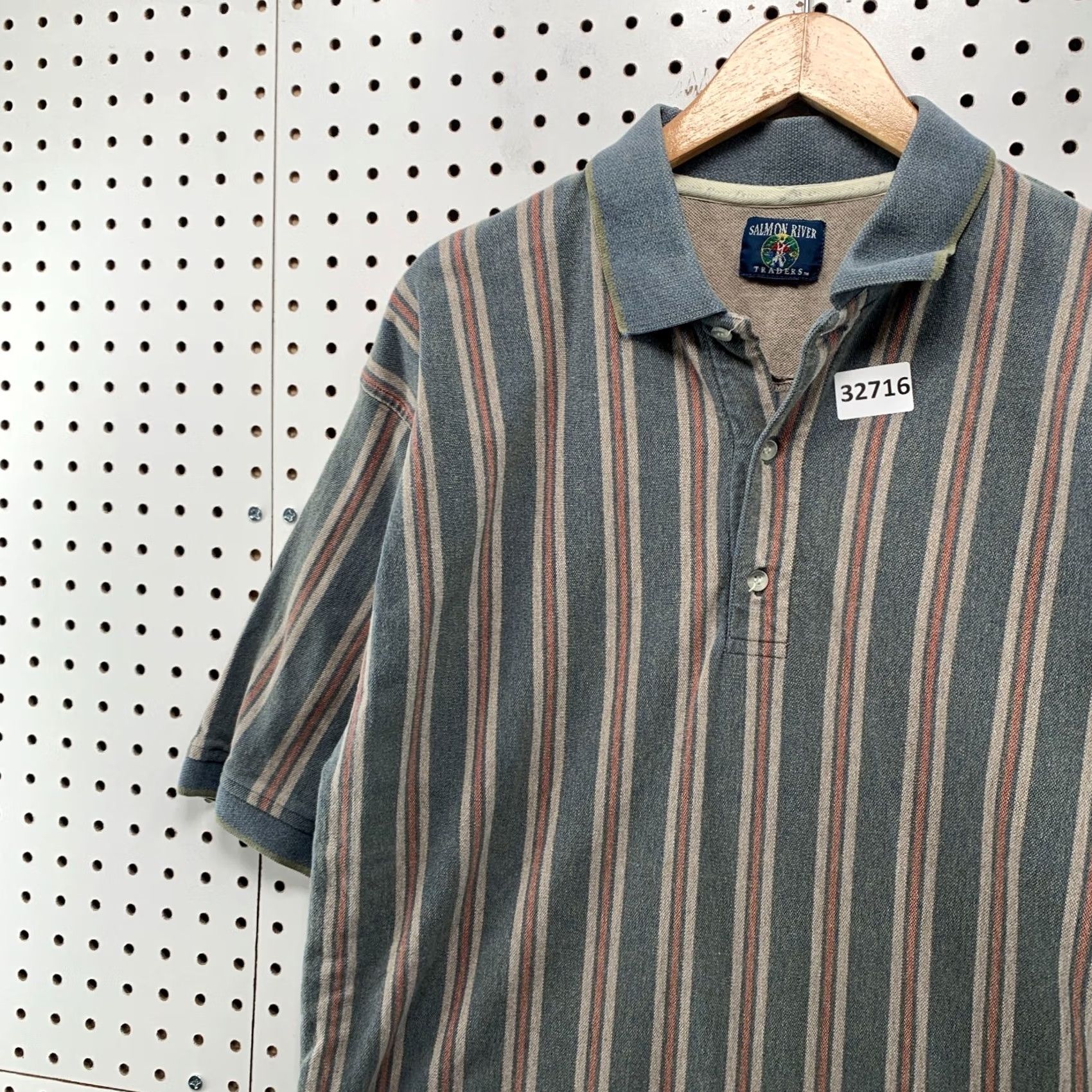 Vintage VINTAGE Salmon River Traders Polo Shirt Mens Large Striped Collared 22.5x32 Size US L / EU 52-54 / 3 - 4 Thumbnail