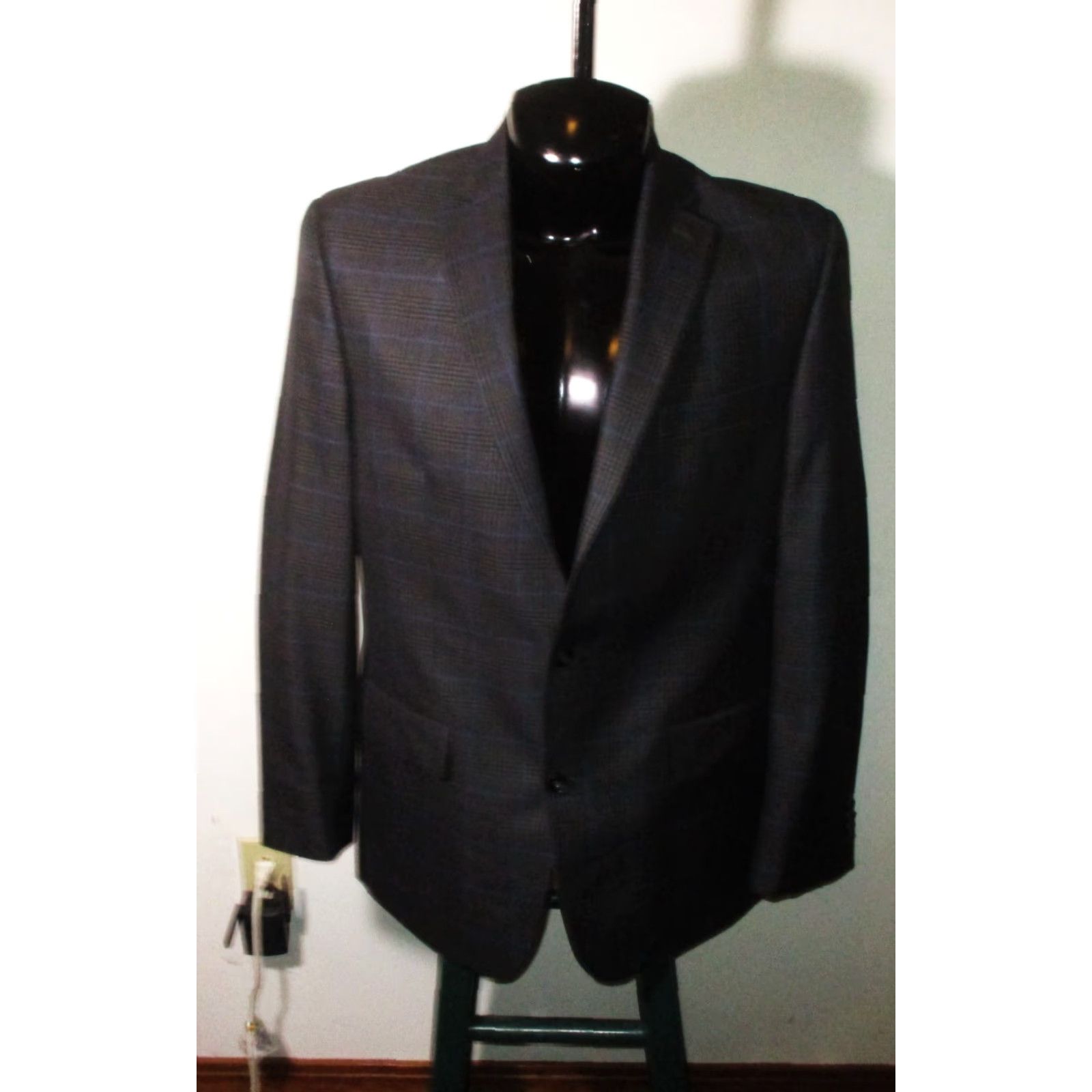 Michael Kors MICHAEL KORS Gray Blazer Jacket Mens 42 Long NWOT One Piece Coat Coat Blazer Jacket Mens Gray Blue Check 42 Long 2 Button Front 4 Button Cuffs Size 42R - 2 Thumbnail