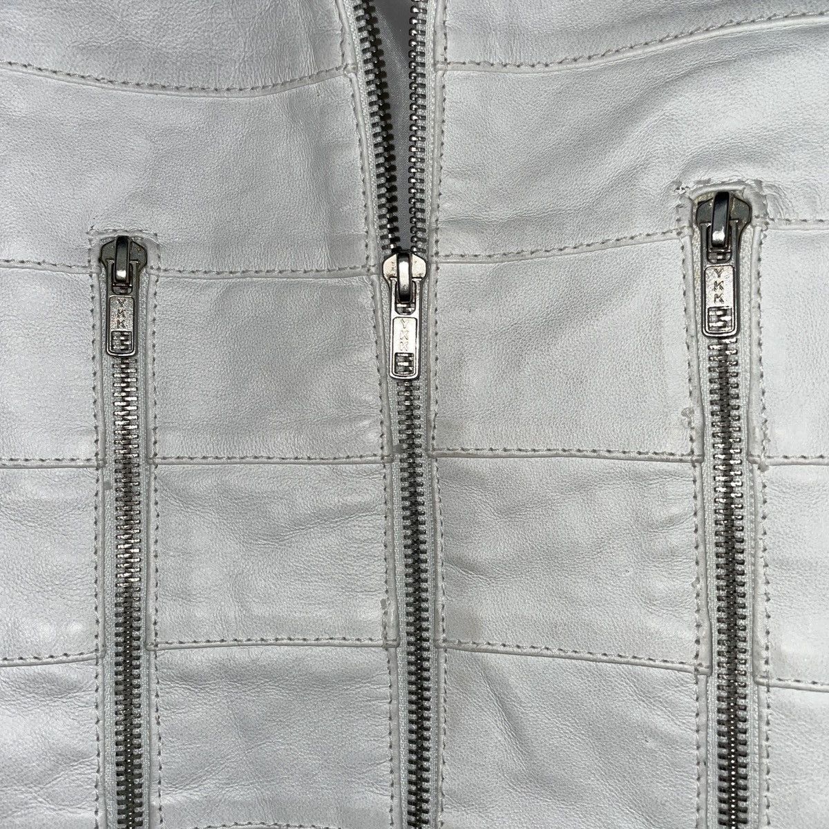 Vintage Vintage White Zip Leather Jacket Size S / US 4 / IT 40 - 8 Thumbnail