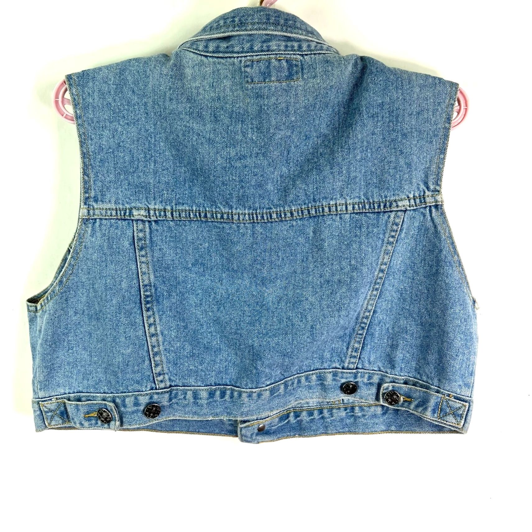 Vintage KENJI Floral Embroidered Denim Short Vest Womens L Blue Size 36" / US 14 / IT 50 - 5 Thumbnail