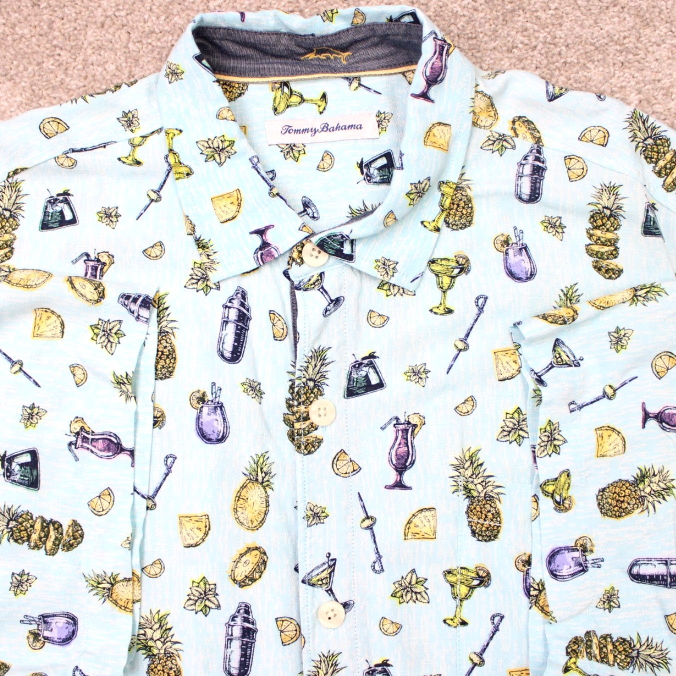 Tommy Bahama Tommy Bahama Shirt Mens Large Blue Cocktails All Over Print Surf Villa S/S Size US L / EU 52-54 / 3 - 2 Thumbnail