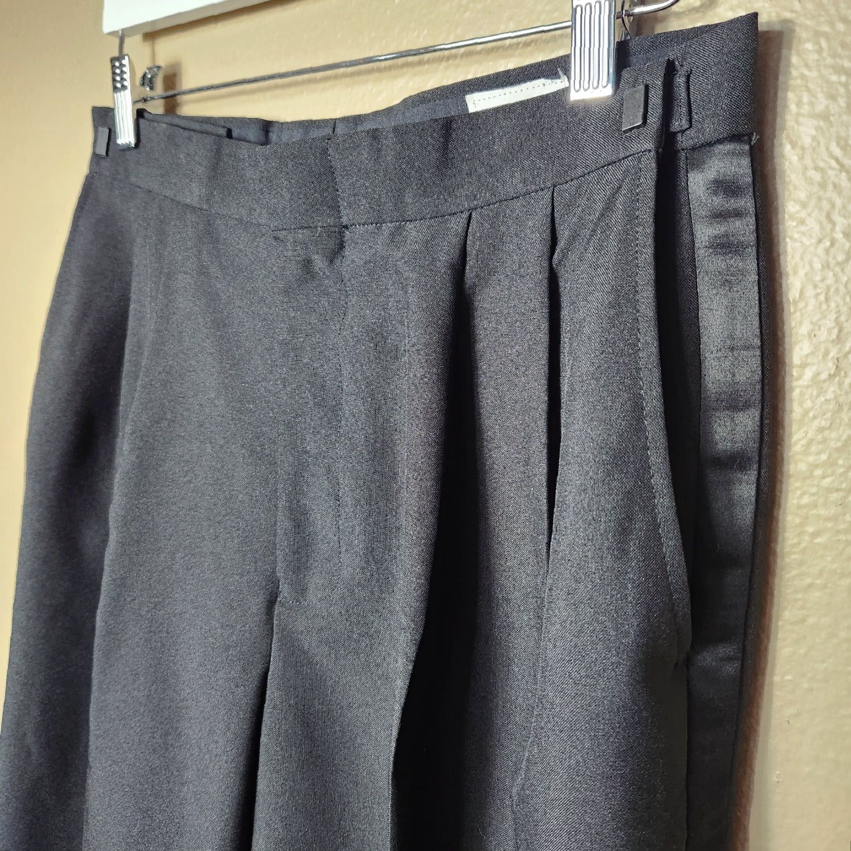 Vintage VINTAGE Stage Accents Black Adjustable Waist Pleated Tuxedo Pants Theater-Size 33-35 Mens Size 44L - 2 Thumbnail