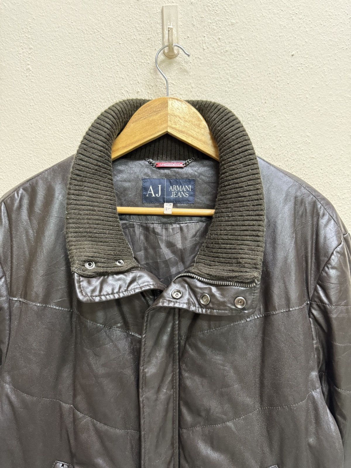 Armani Armani Jeans Men’s Polyurethane Knit Colar Wax Bomber Jacket Size US M / EU 48-50 / 2 - 24 Thumbnail