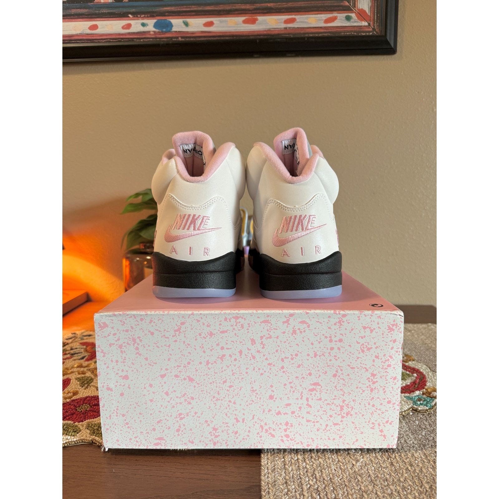 Jordan Brand × Nike Jordan 5 Retro White Medium Soft Pink Black Awake Regal Size US 13 / EU 46 - 4 Thumbnail