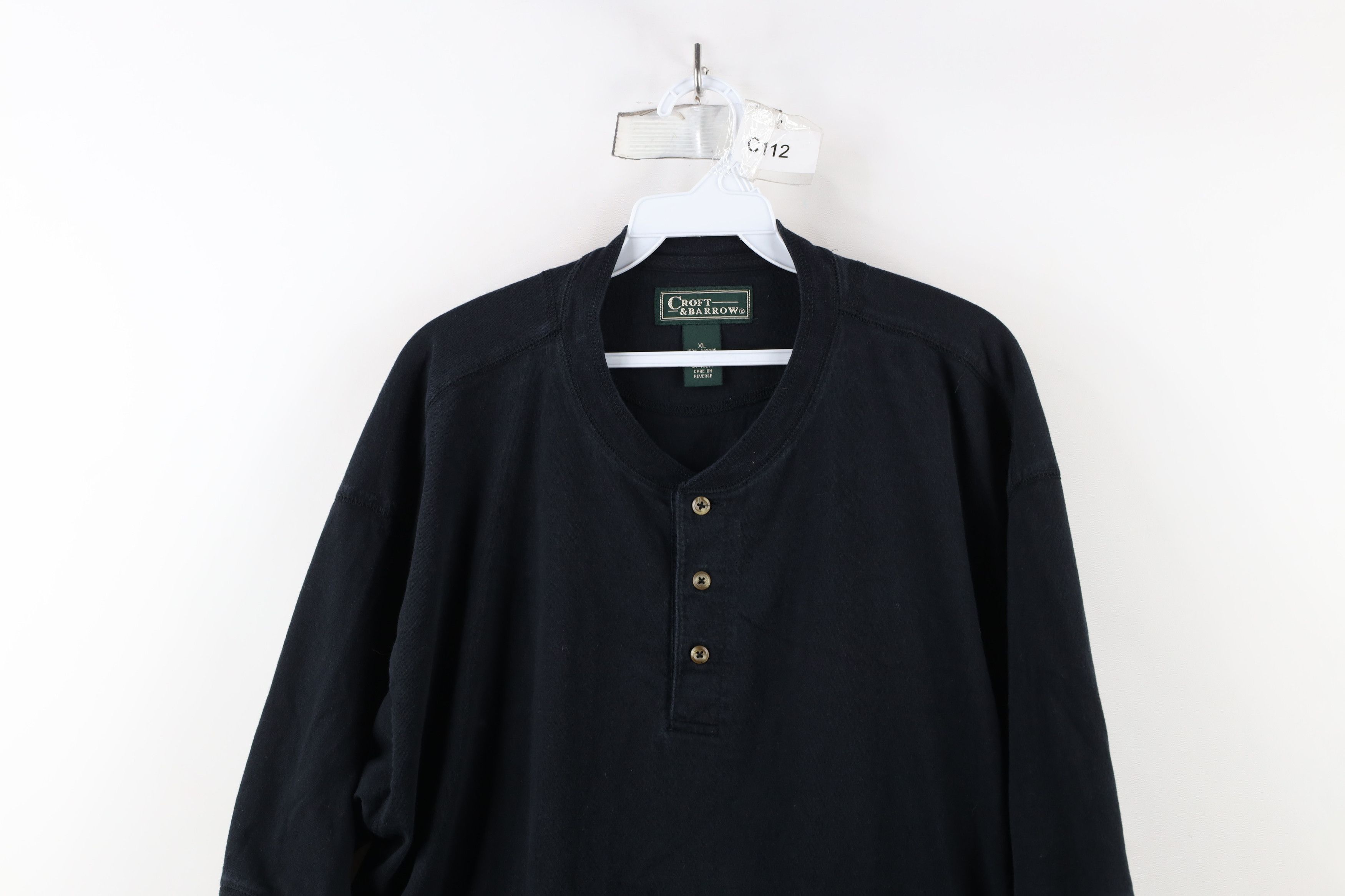 Vintage Vintage 90s Streetwear Short Sleeve Henley T-Shirt Black Size US XL / EU 56 / 4 - 2 Thumbnail