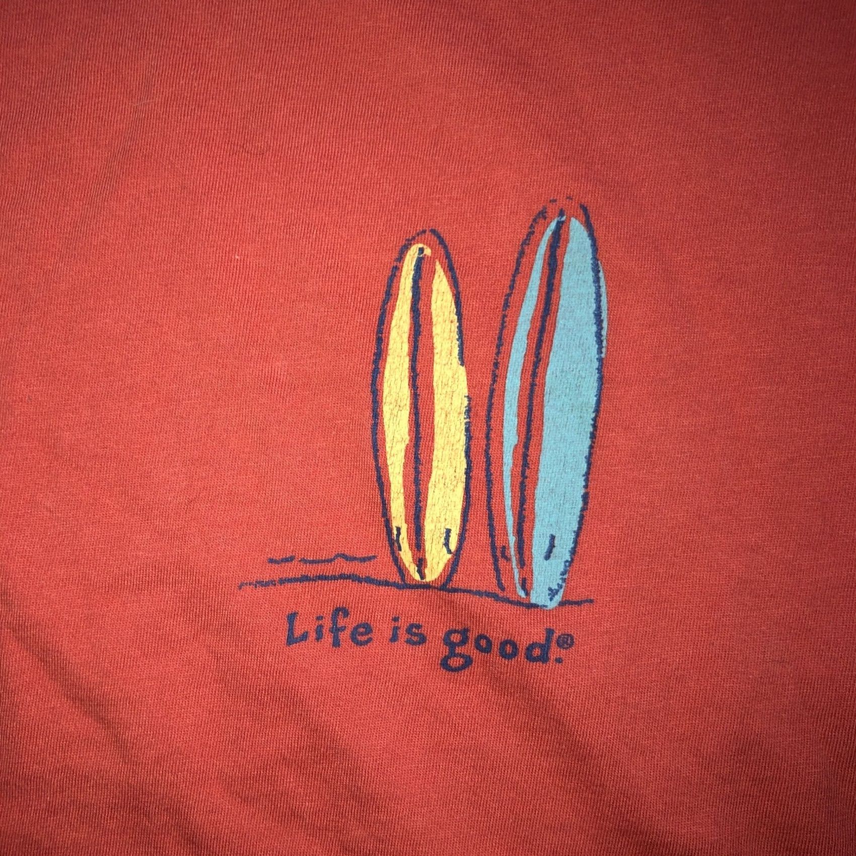 Life is Good Life is Good Orange T-Shirt Womens M Cap Sleeve Size M / US 6-8 / IT 42-44 - 2 Thumbnail
