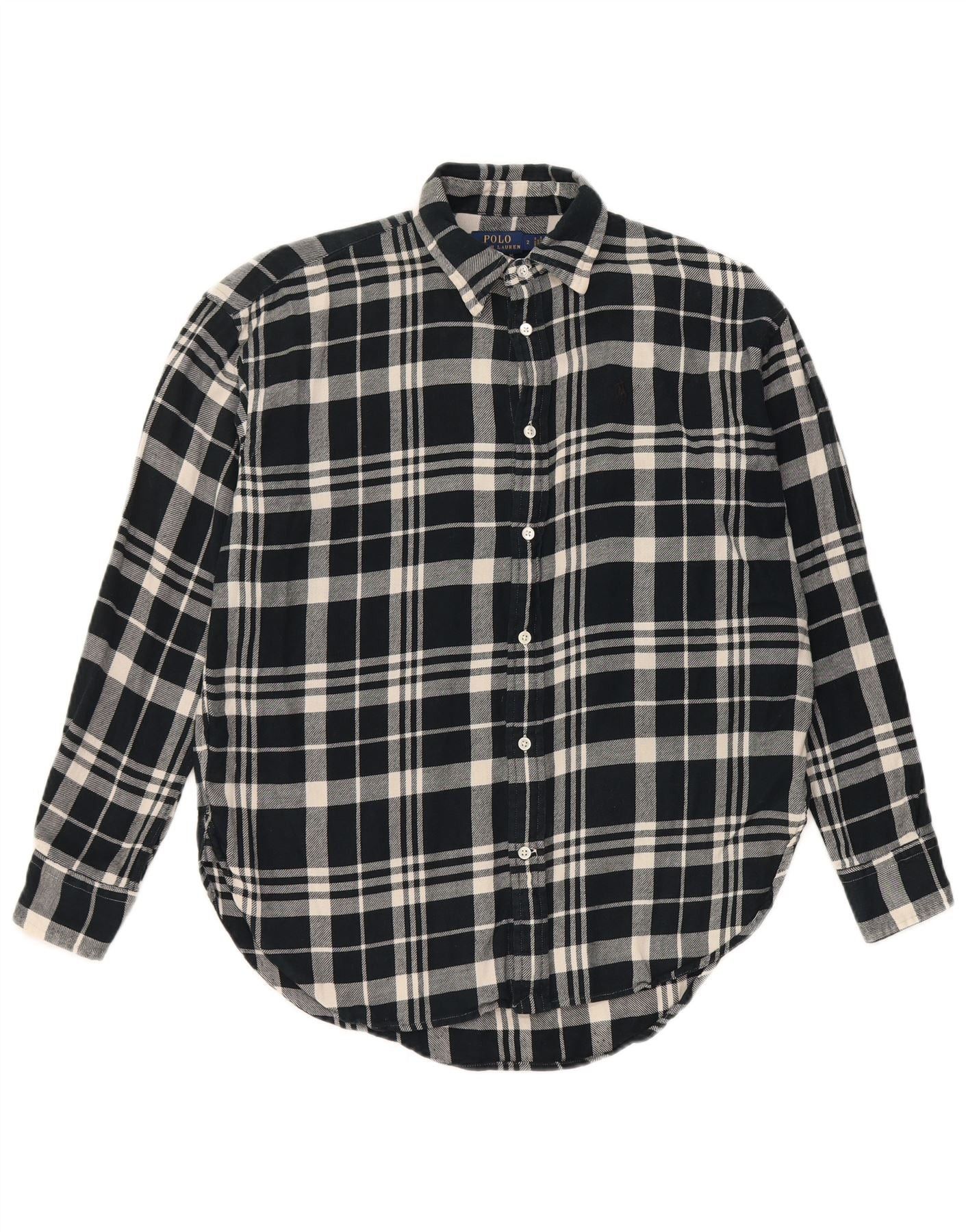 Polo Ralph Lauren Womens Boyfriend Fit Shirt US 2 XS Navy Blue Check Cotton Size M / US 6-8 / IT 42-44 - 1 Thumbnail