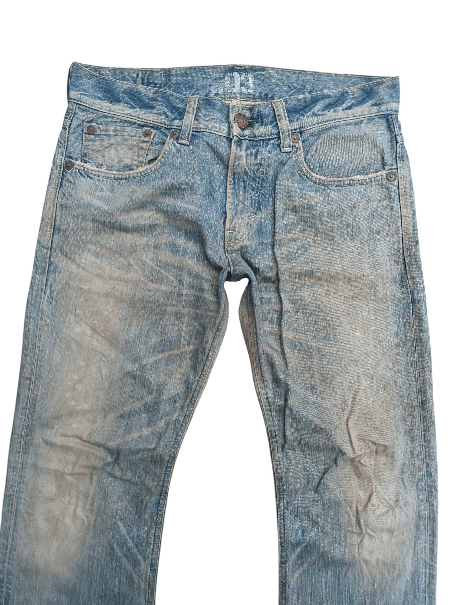 14th Addiction × Edwin × If Six Was Nine VTG 💥 Edwin 503 Blue Trip Dirty Mud Wash Distressed Jeans Size US 34 / EU 50 - 12 Thumbnail