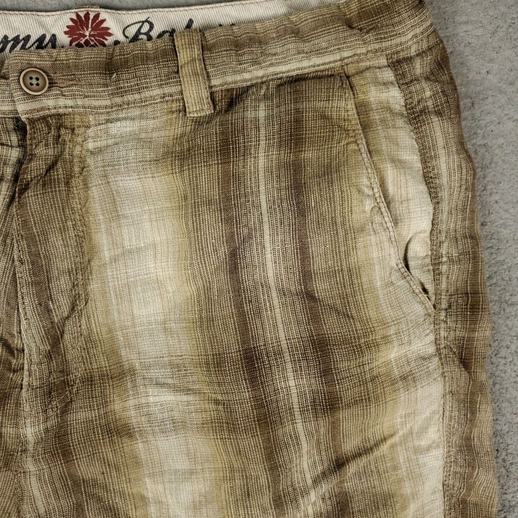 Tommy Bahama Tommy Bahama Shorts Mens Size 36 Brown Plaid Linen Casual Flat Front Chino Size US 36 / EU 52 - 3 Thumbnail