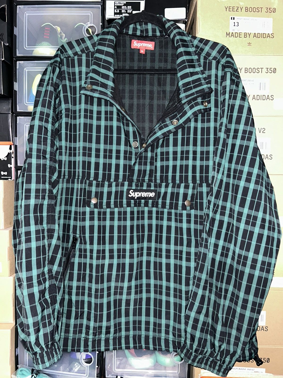 Supreme Supreme Nylon Plaid Pullover Green FW18 size XL NEW Size US XL / EU 56 / 4 - 4 Thumbnail