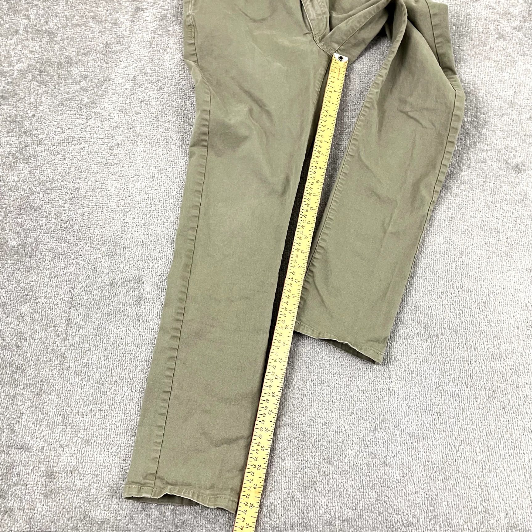 Olive FLINT & TINDER Pants Mens 31x31 Slim Fit Washed Olive Green Chino Casual Travel Size US 31 - 5 Thumbnail
