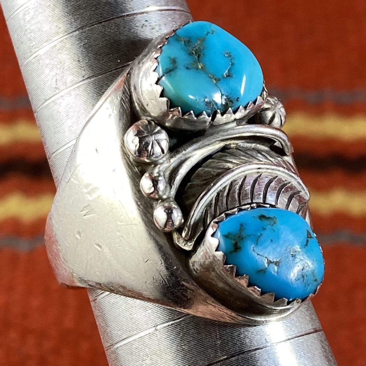 Kapital × Vintage Vtg Navajo Sterling Turquoise Cabochon Chunky Signet Ring Size ONE SIZE - 1 Thumbnail