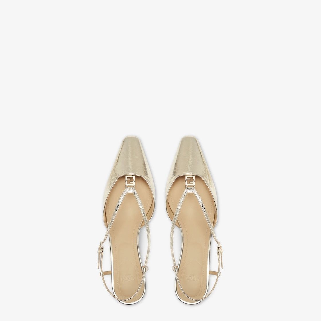 Fendi o1B3y1r0426 F Fold Slingback Pumps in Gold Size US 11 / IT 41 - 4 Thumbnail