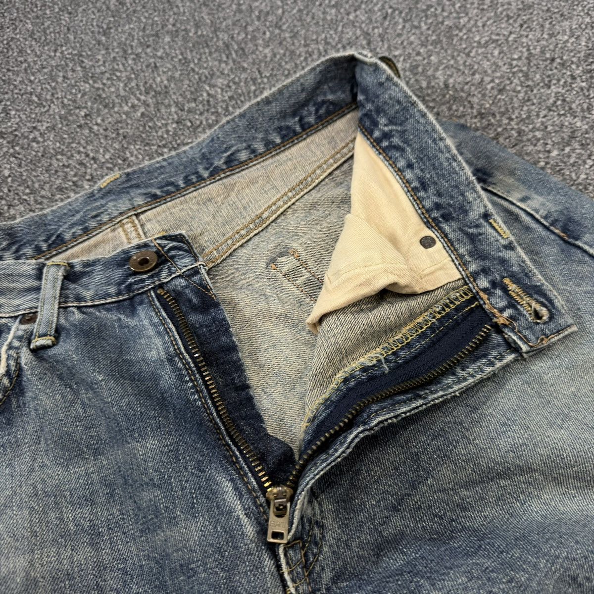 Kapital Vintage 90s Japanese Edwin 505x Destroyed Dirty Wash Denim Size US 31 - 11 Thumbnail